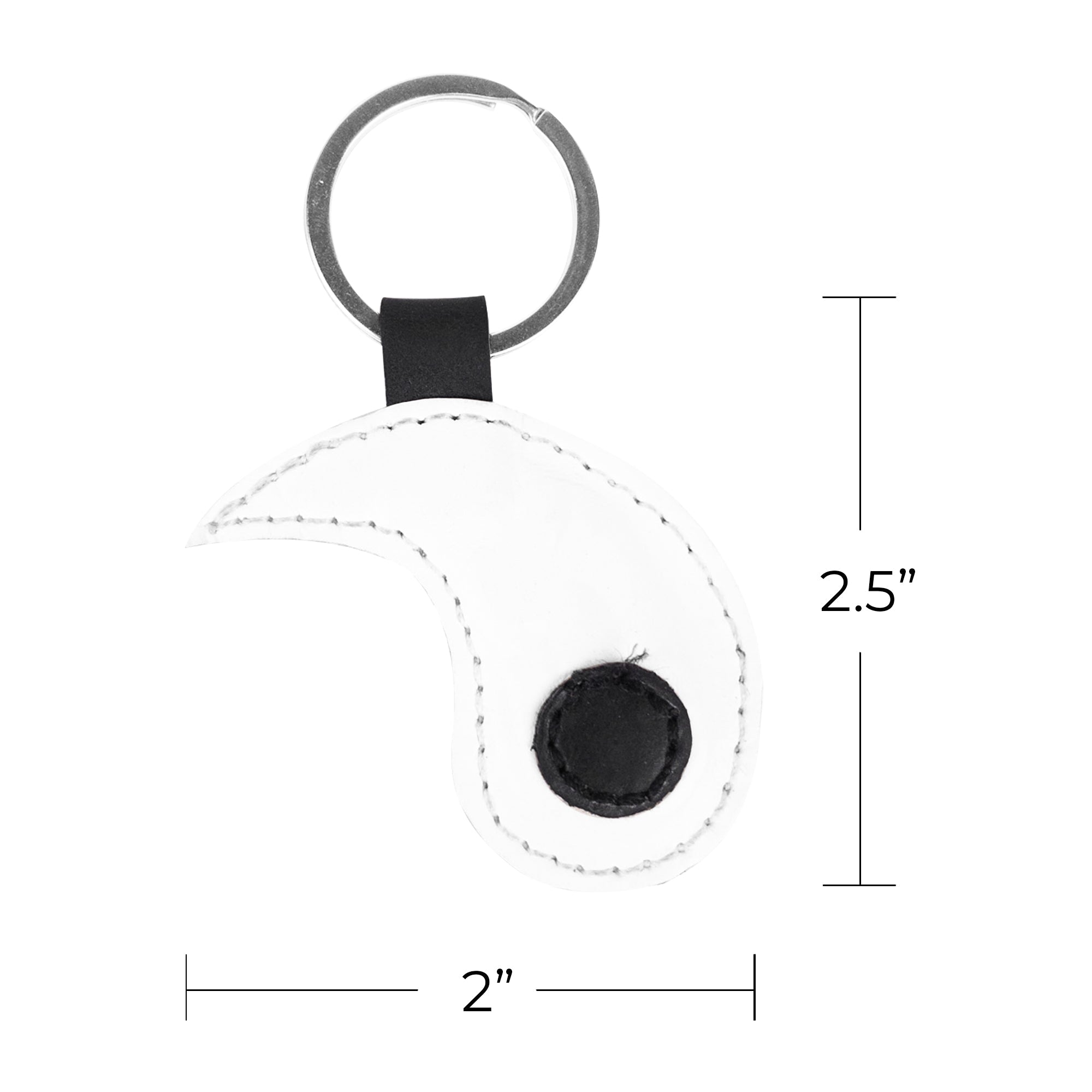 Single Yin Yang Keychain (2 pieces) by Hide & Drink, displayed with key rings that reflect the philosophy of balance and connection. Made from soft, full grain leather, these keychains honor Chinese culture and the bond of friendship. Each keychain is crafted through artisan practices with small batch production, ensuring they are hand cut, hand sewn, and fire branded for a unique touch, all handmade in La Antigua Guatemala & Oaxaca Mexico.