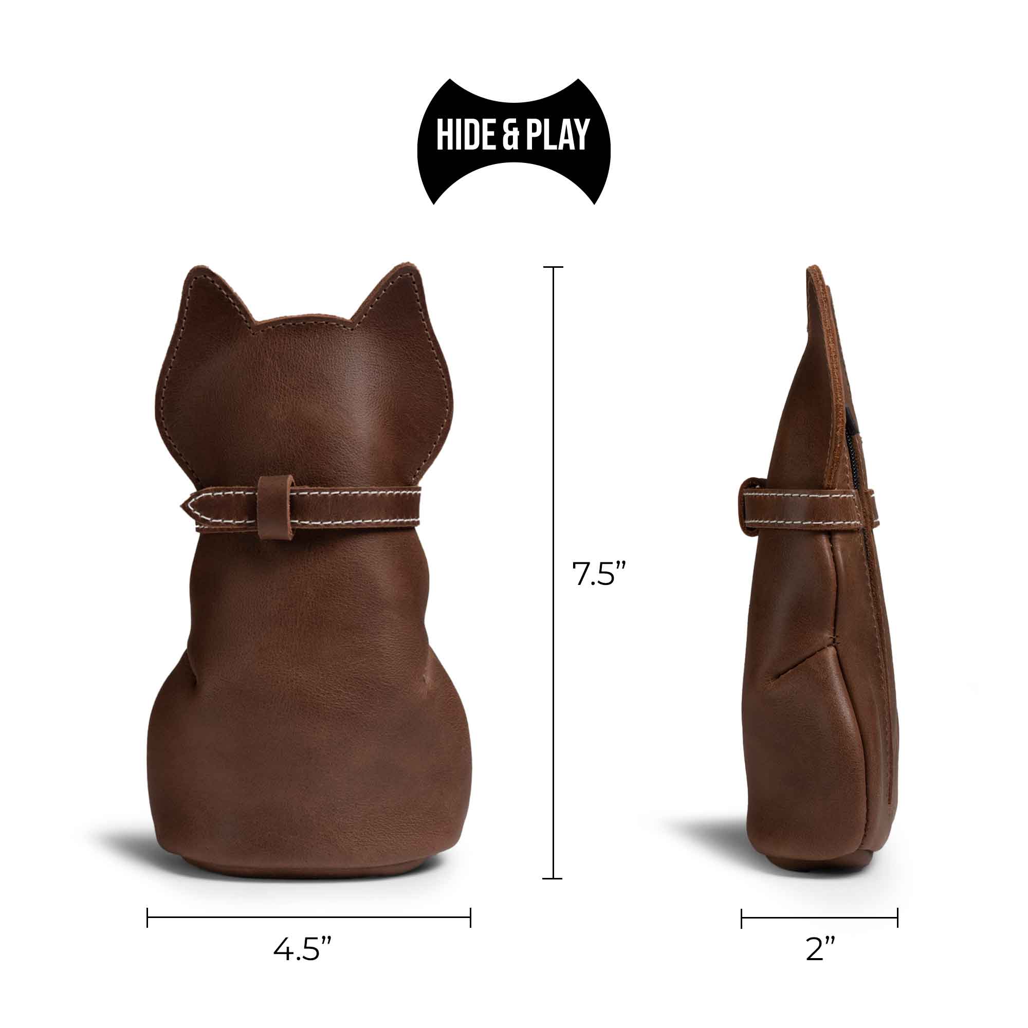 Side view of the Hide & Play Kitty Pouch illustrating its dimensions. This Cat-Shaped Money Organizer is a stylish addition to your accessories, perfectly designed as a Small Coin Pouch, ideal for both men and women to save pocket space.