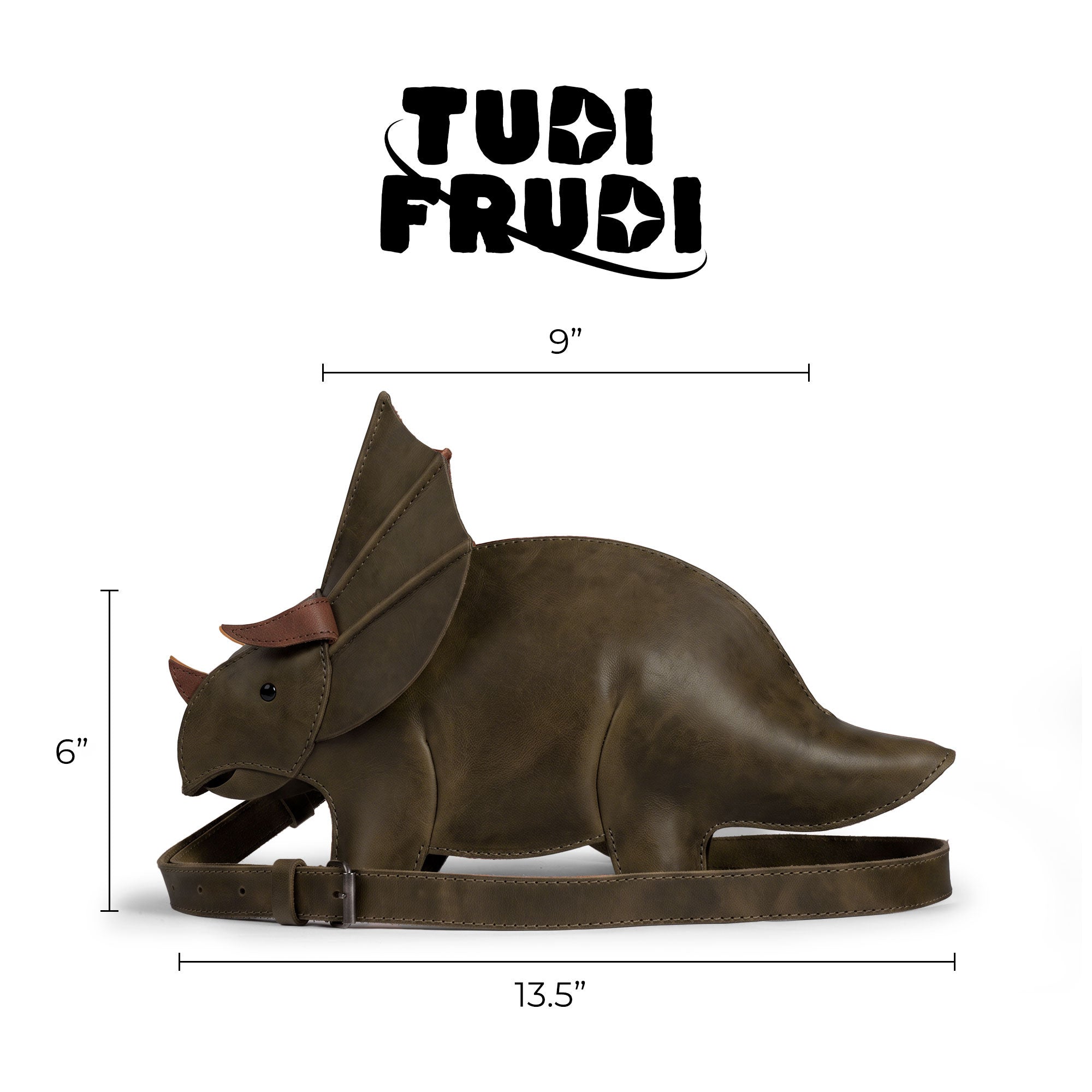 Leather Dinosaur Triceratops Shoulder Bag