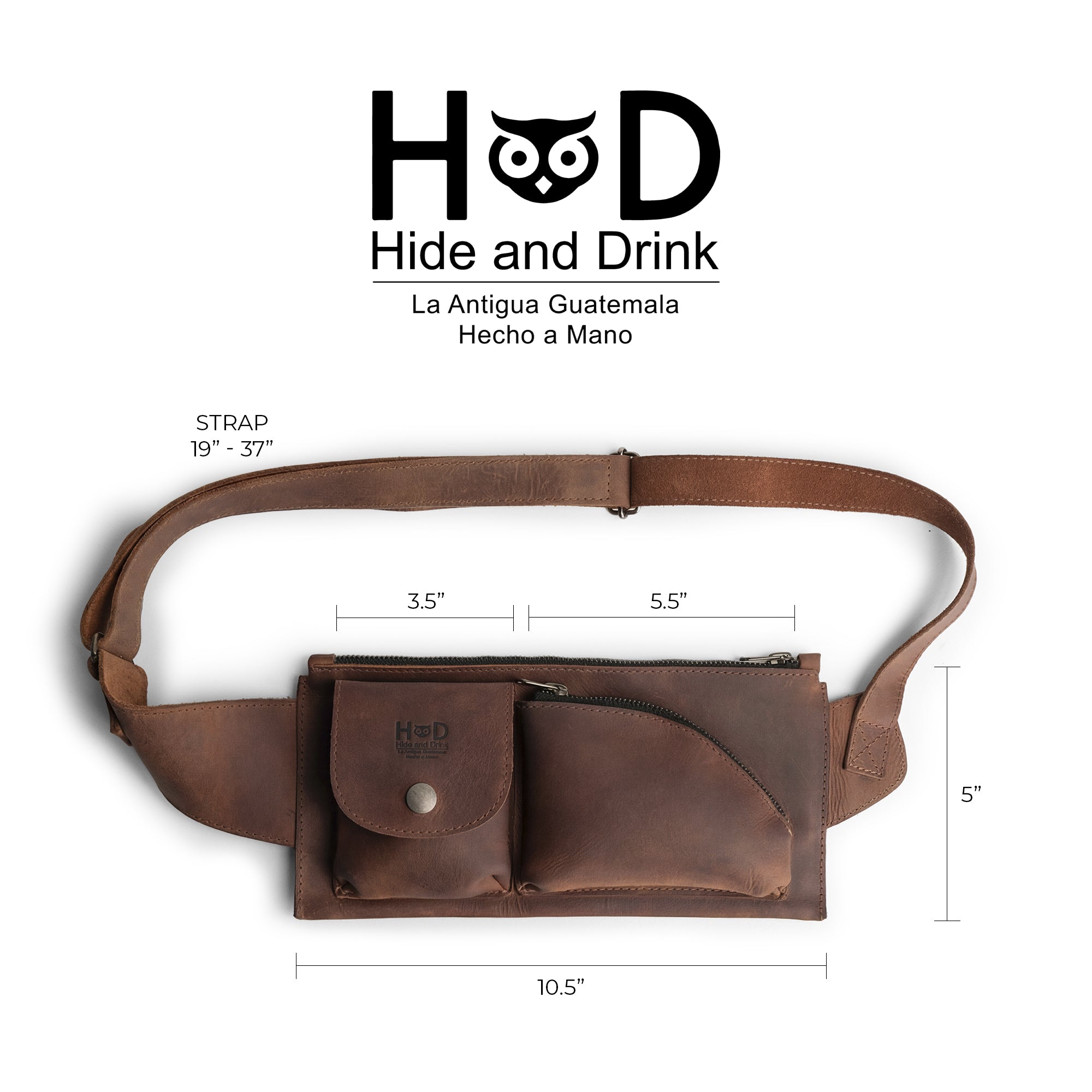 Detailed dimensions of the Crossbody Multi-Pocket Bag by Hide & Drink highlight its compact yet spacious design. Crafted from premium full grain leather, this versatile Crossbody Bag is perfect as a Messenger Bag or Shoulder Bag and acts as a fantastic Travel Accessory. The craftsmanship remains true to artisan standards in small batch production from La Antigua Guatemala & Oaxaca Mexico.