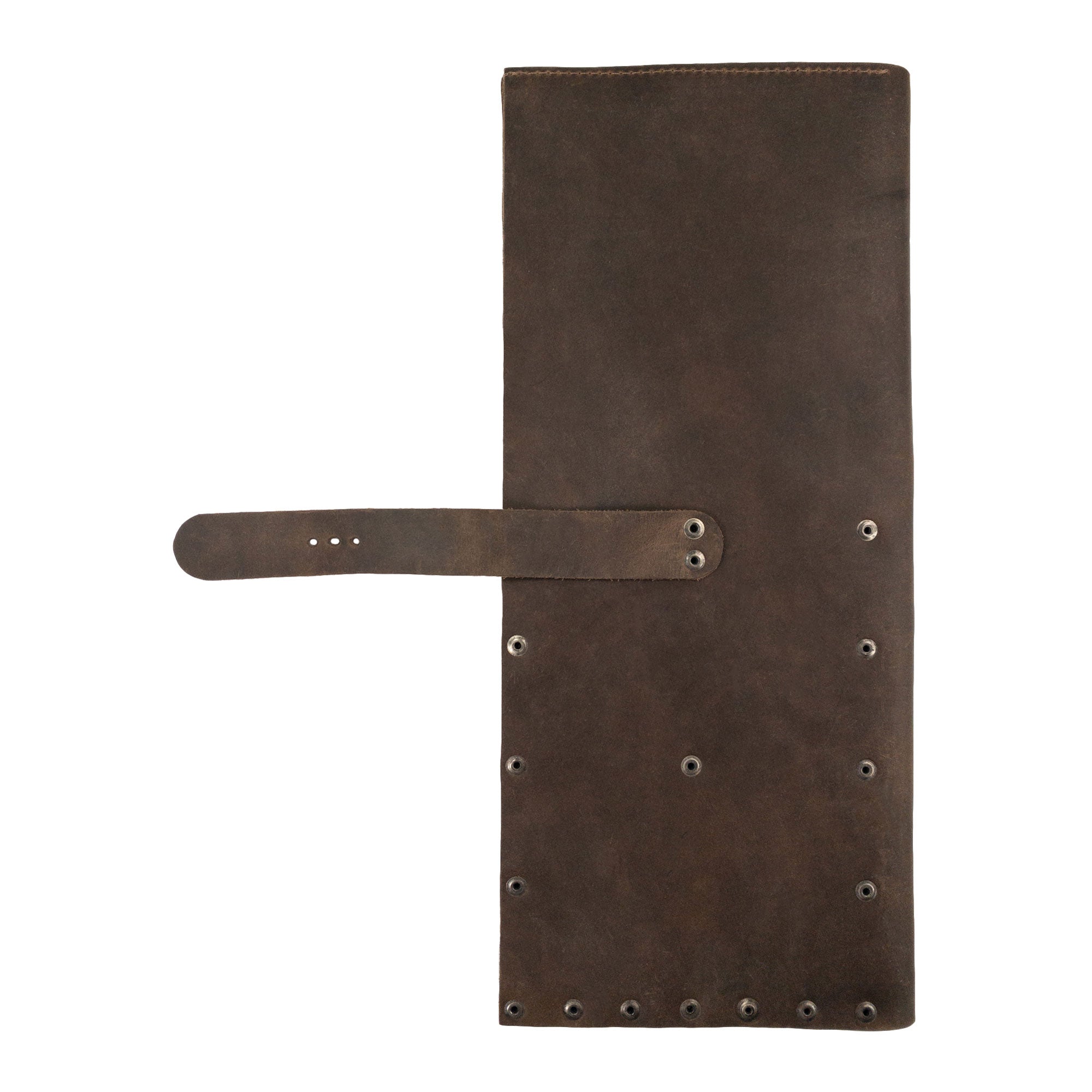 Riveted Chef Knife Case by Cast Leather Co., exemplifying an elegant and functional design crafted from full grain leather. This artisanal kitchen tools organizer and culinary accessory showcases the quality of stockyardX small batch production, lovingly handmade in La Antigua Guatemala & Oaxaca Mexico.