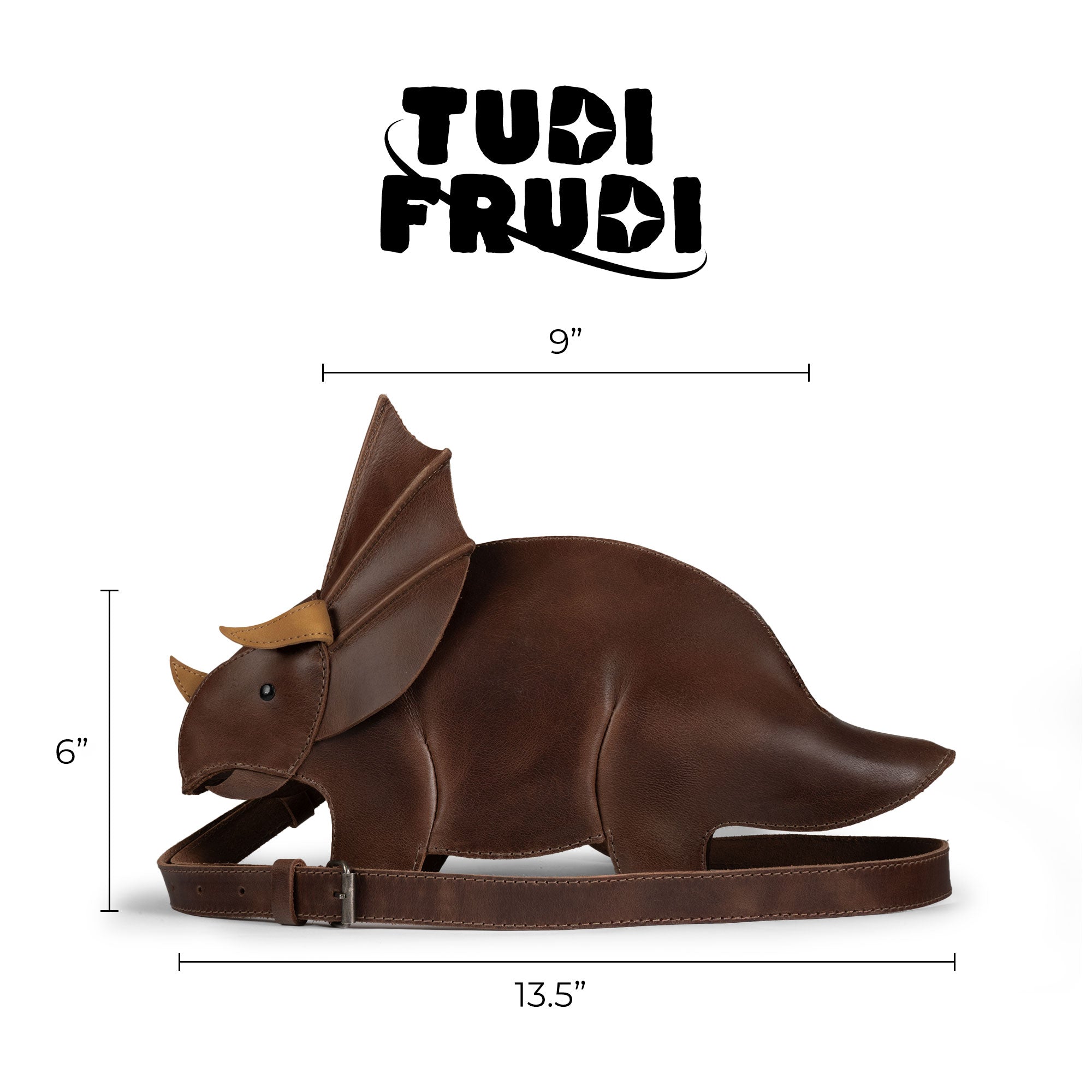 Leather Dinosaur Triceratops Crossbody Bag