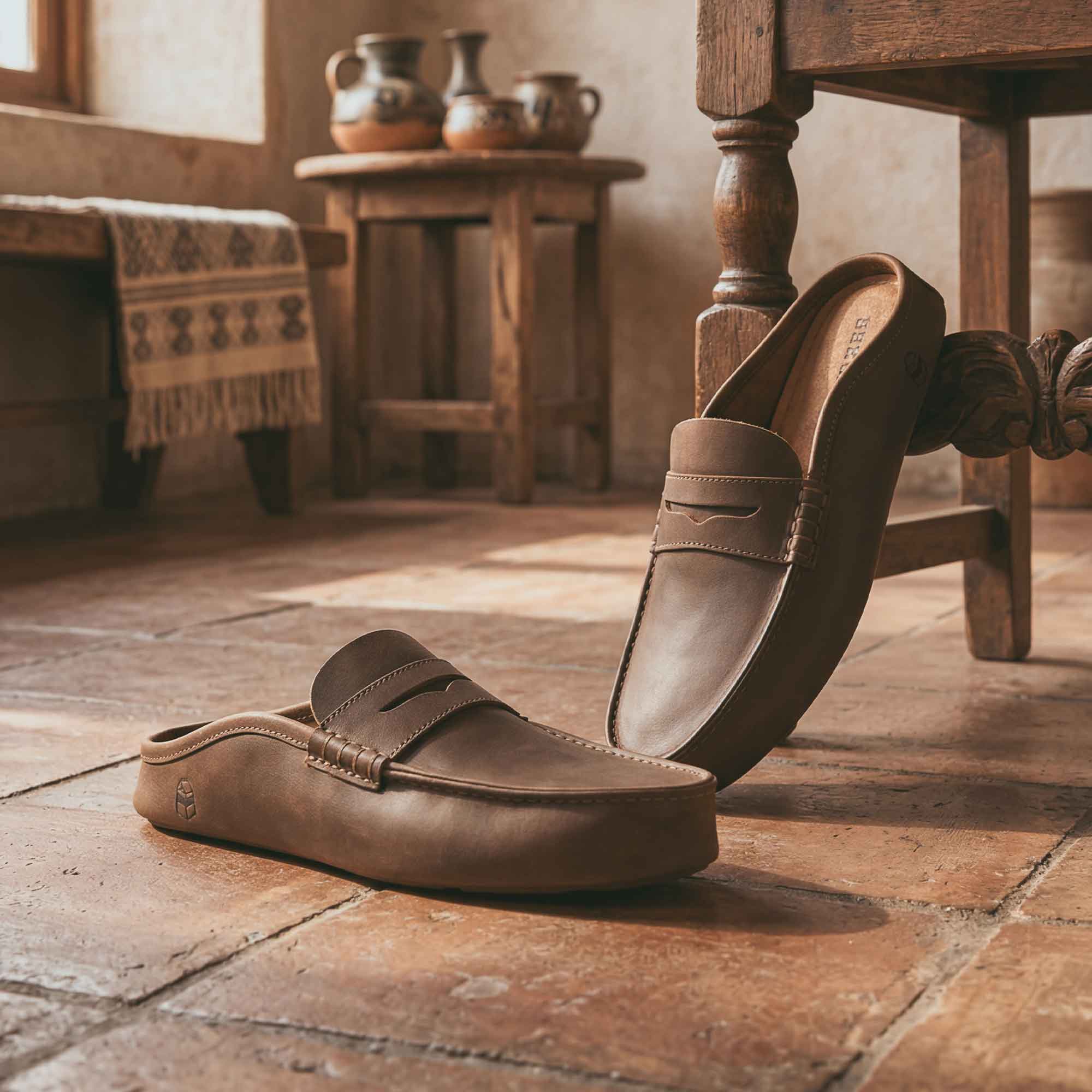 Open Heel Penny Loafer House Slippers