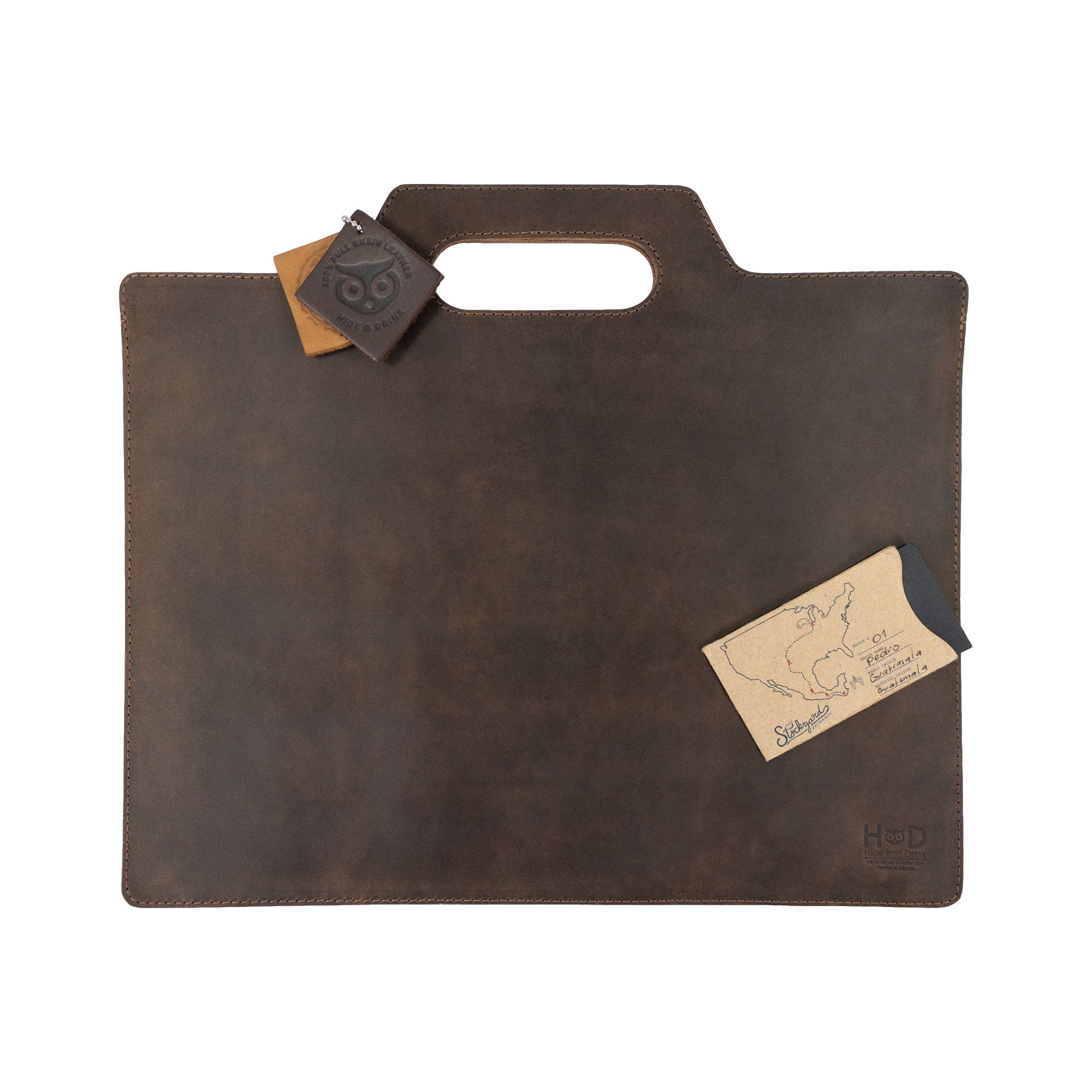 Minimalist Flat Portfolio, Laptop Sleeve with Die Cut Handle - Stockyard X 'The Leather Store'