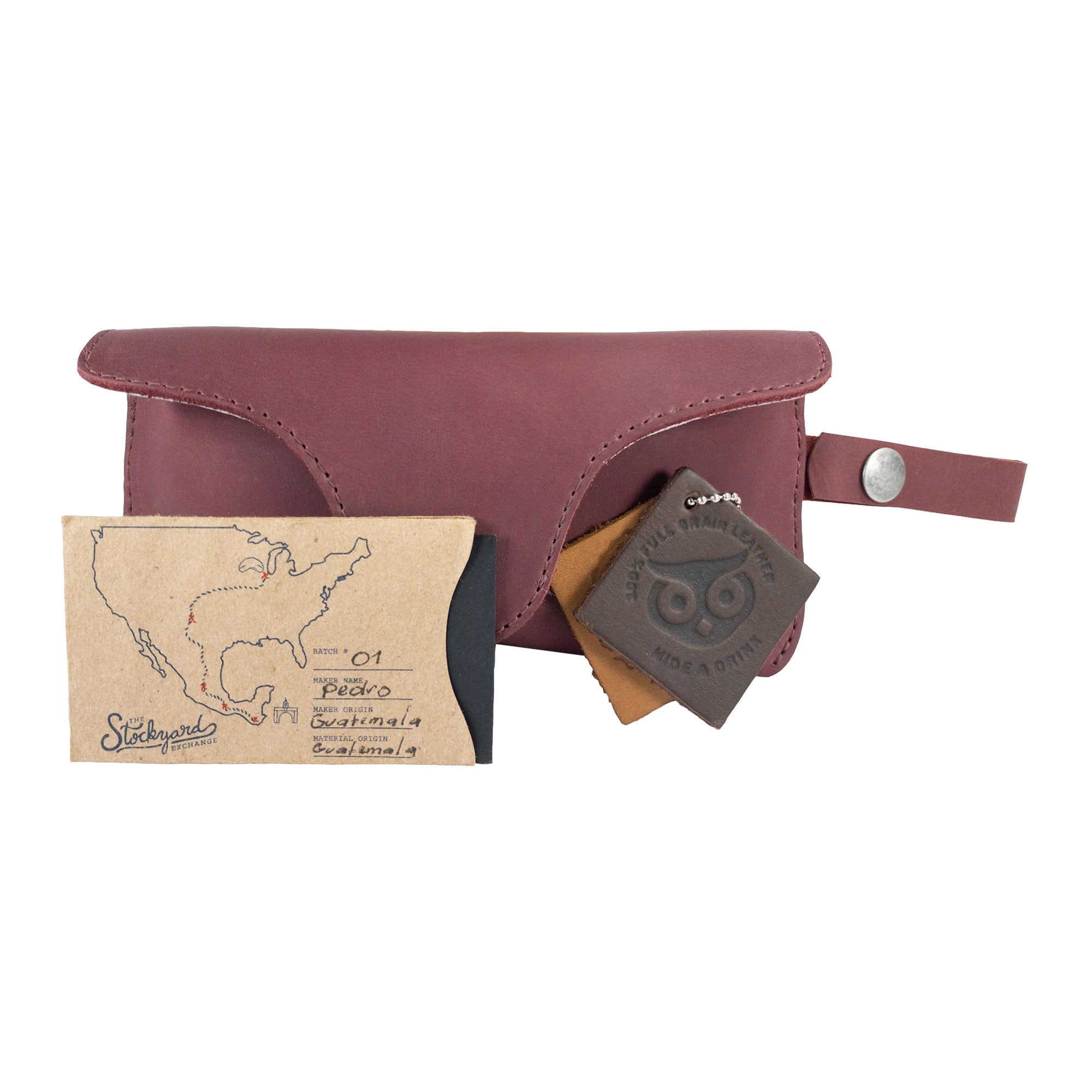 Eyeglasses Case with Strap from Hide & Drink, accompanied by gift packaging for a thoughtful present. Made from high-quality full grain leather, this stylish protector for eyewear exemplifies artisan craftsmanship in La Antigua Guatemala & Oaxaca Mexico.