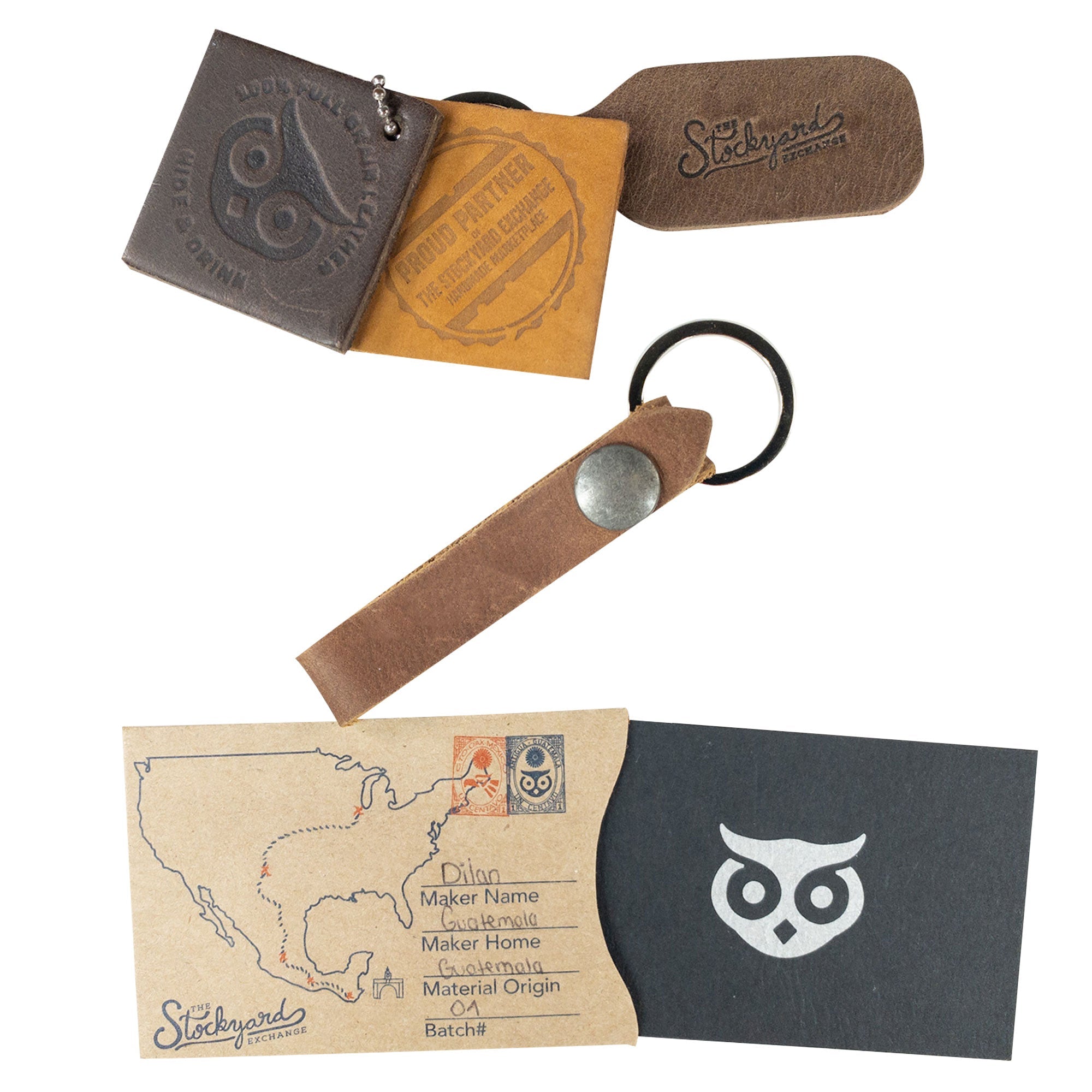 Hide & Drink Loop Keychain featuring unique artisan details and a functional design. This rustic keychain with belt loop is made from durable full grain leather, showcasing craftsmanship from La Antigua Guatemala & Oaxaca Mexico.