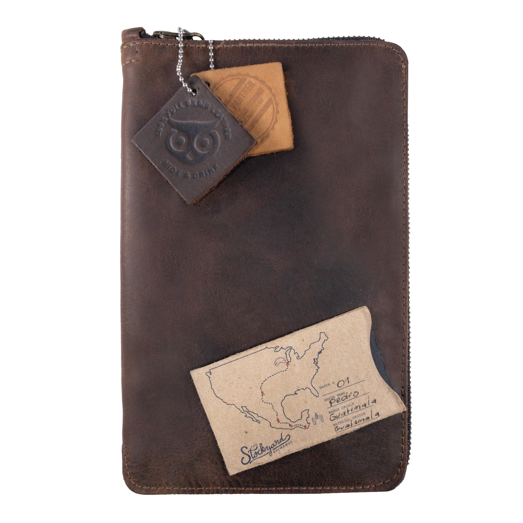 Natural patina of Hide & Drink Zippered Journal Cover for Moleskine (Notebook NOT Included) demonstrating its durable construction over time, illustrating its handmade charm.