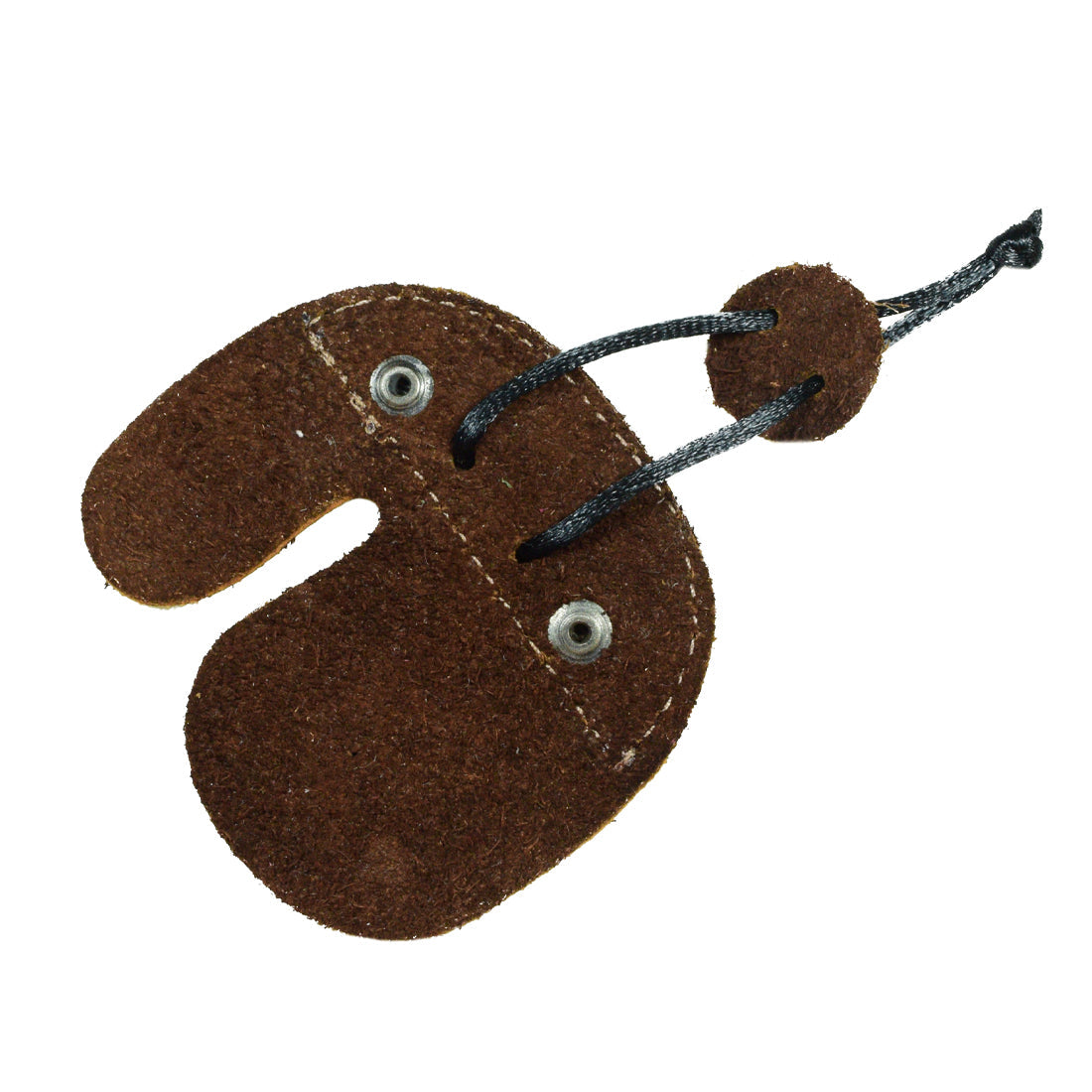 The Hide & Drink Left Handed Archery Finger Protector in a rich brown suede, ideal for left-handed archers. This Archery Finger Tab acts as a Protect Guard for Recurve Bows, ensuring durability with Full Grain Leather. A must-have in your shooting practice gear, blending artisan craftsmanship with contemporary design from StockyardX.