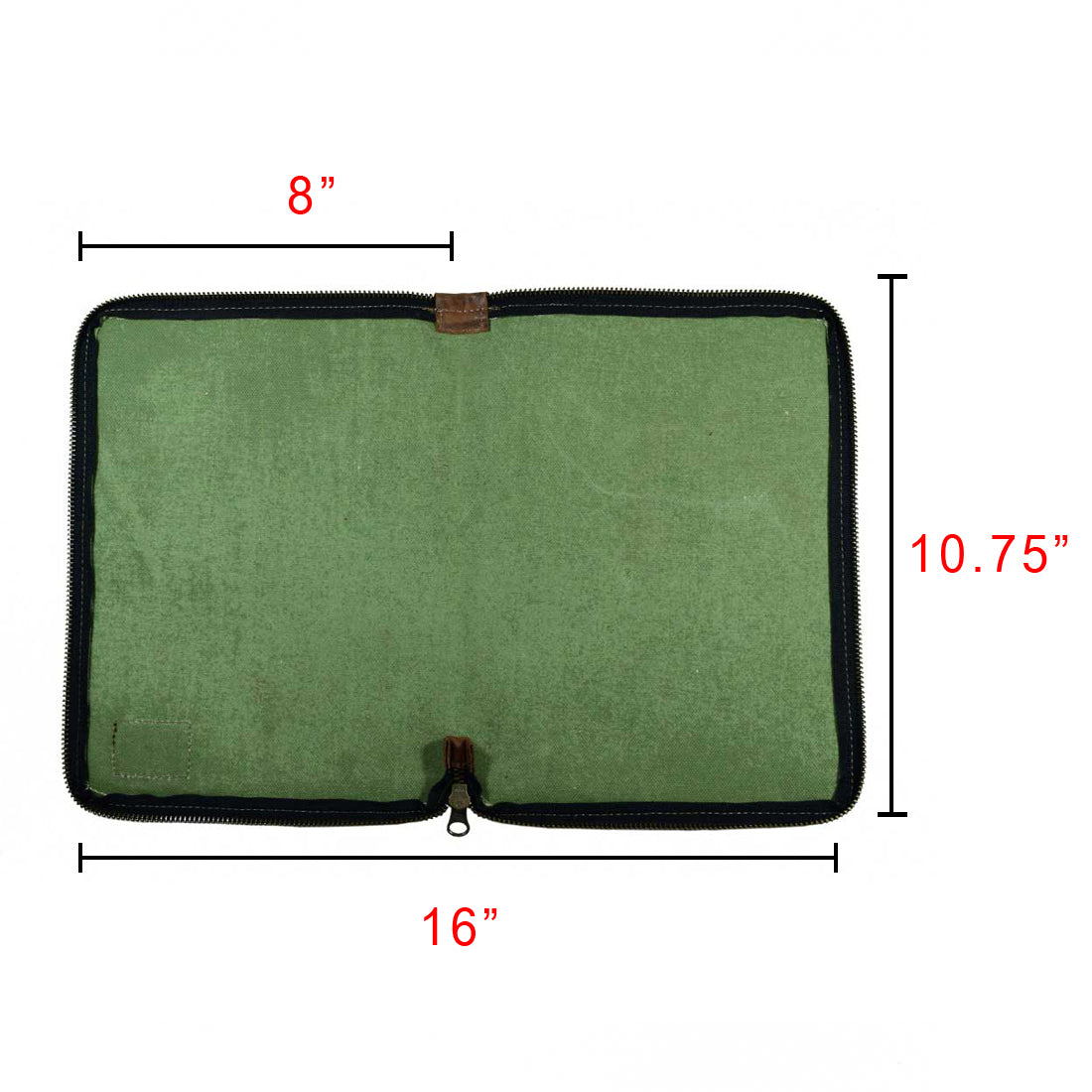 Open view of the Waxed Canvas Zippered Journal Cover for Moleskine (Notebook NOT Included) by Hide & Drink featuring a pen. Perfect for Cahier Cases and designed for writers, featuring durable Full Grain Leather crafted artisanally in La Antigua Guatemala & Oaxaca Mexico.
