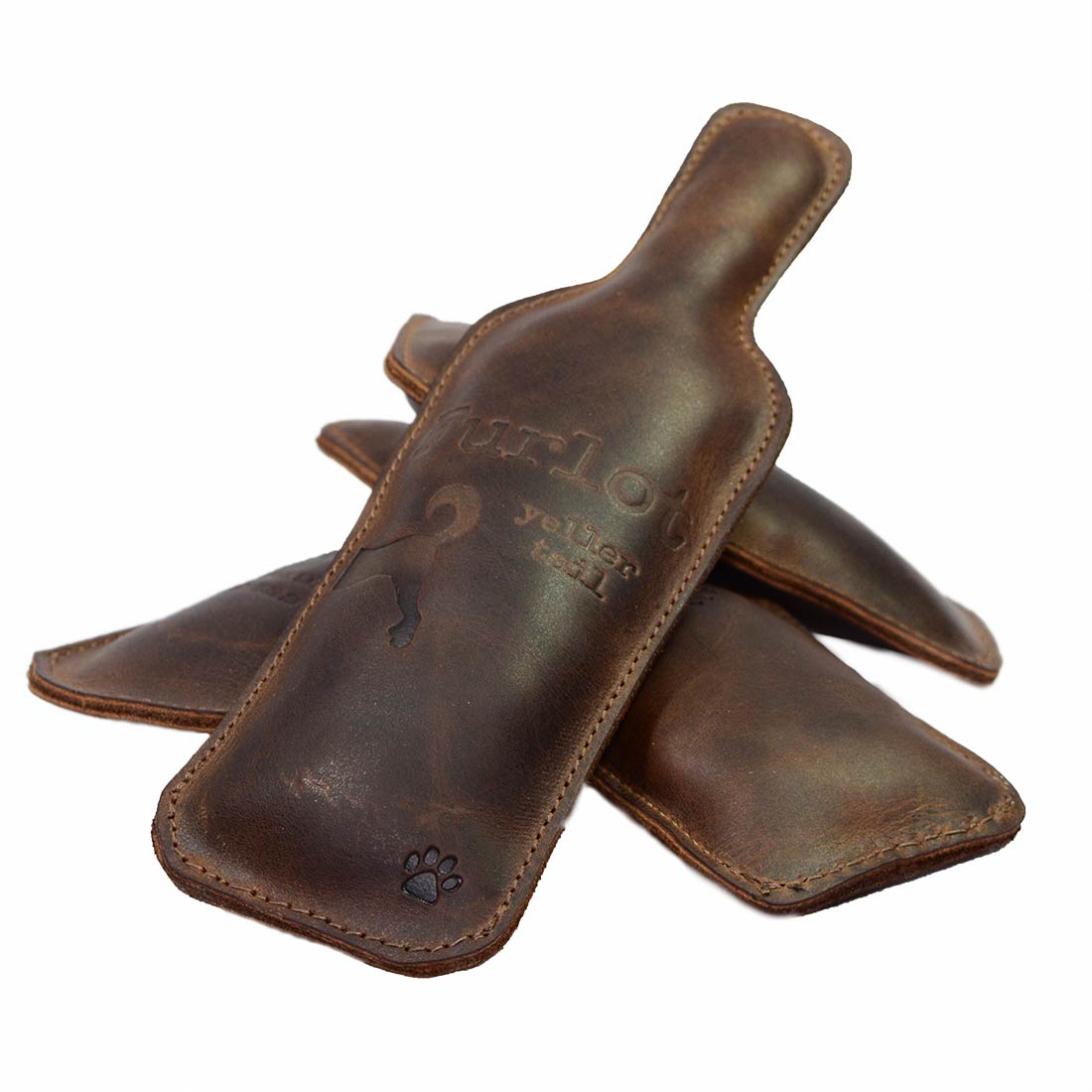 Chew Toy for Dogs Drinking Theme by Hide & Drink featuring the 'Furlo' drink-themed chew toy, ideal for entertaining dogs. This Dog Chew Toy for Dogs is an excellent example of quality with full grain leather, handcrafted in small batches, including durable chew toys authentically hand cut, hand sewn, and fire branded by artisans in La Antigua Guatemala & Oaxaca Mexico.