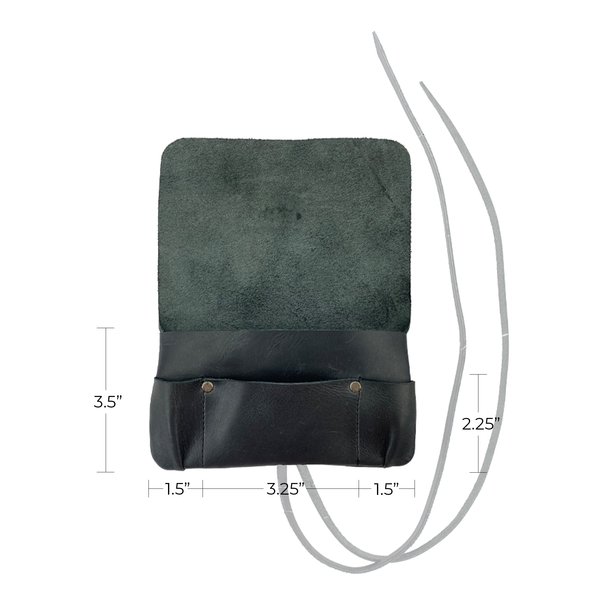 Interior view of Hide & Drink Tobacco Pouch, emphasizing its spacious design as a smoking pouch and notebook cover, crafted from full grain leather.