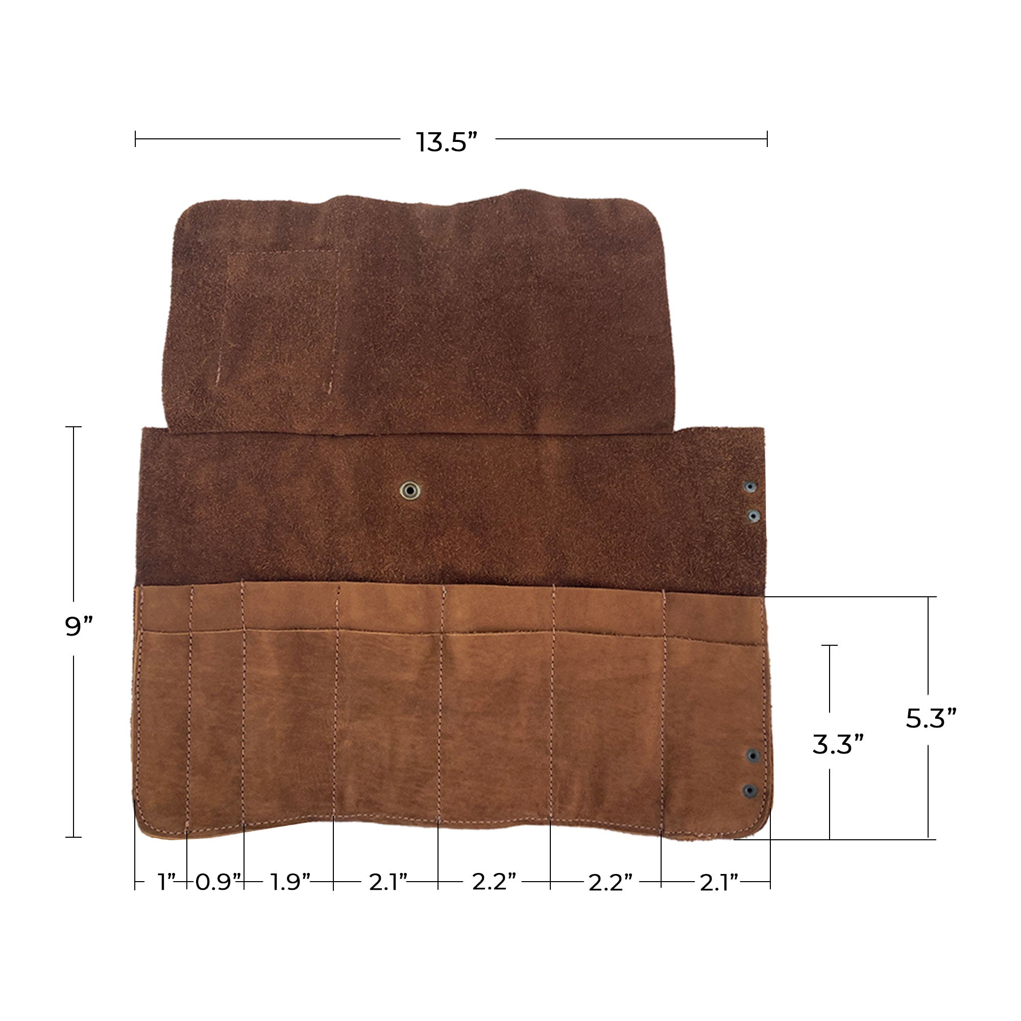 Hide & Drink's Barber Tool Roll opens to reveal a Snap Tool Roll Up Bag with 14 Slots, the perfect storage for scissors & screwdrivers. Made from Full Grain Leather, this portable carry case exemplifies StockyardX's small batch production philosophy, hand cut, hand sewn, and fire branded by artisans in La Antigua Guatemala & Oaxaca Mexico.