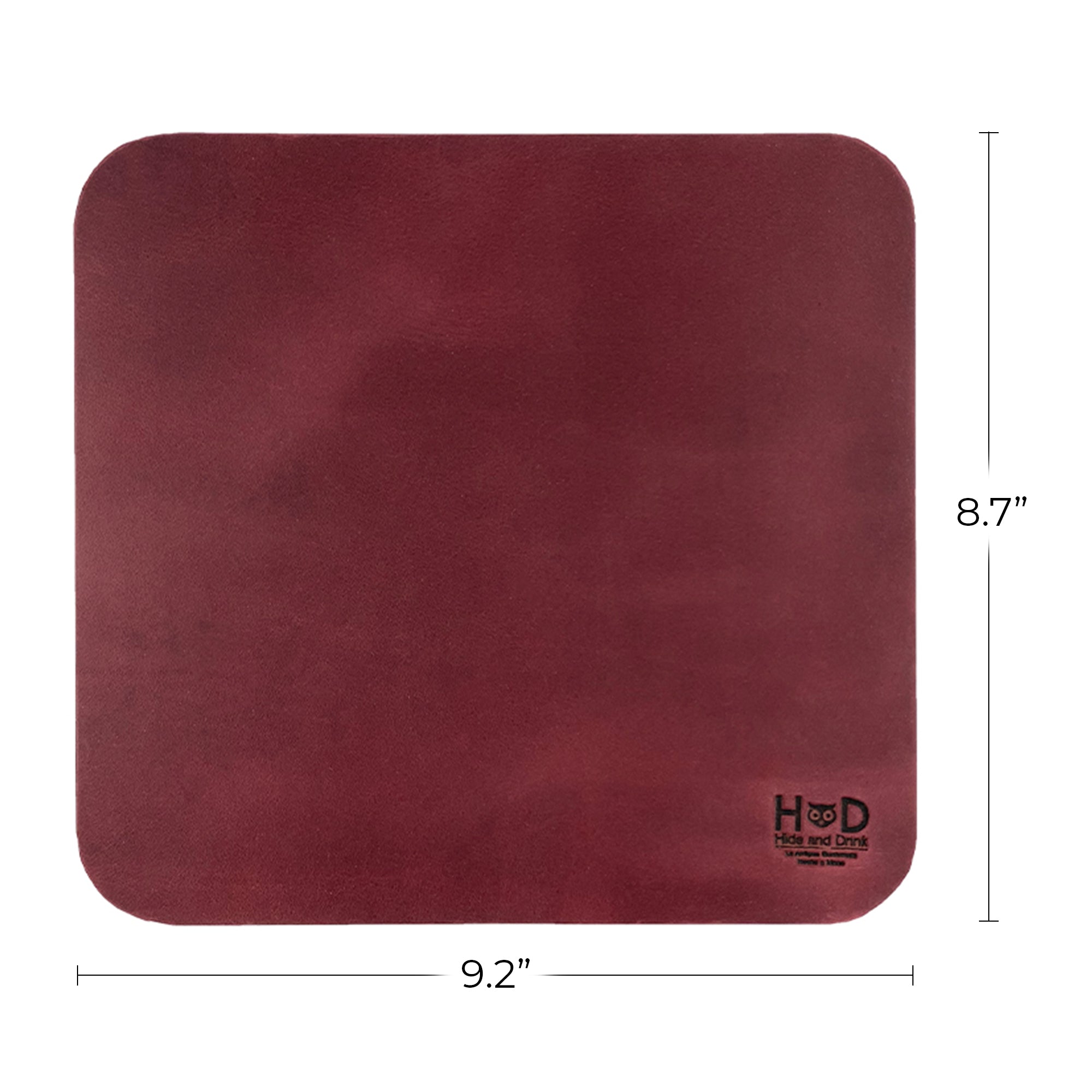 Hide & Drink Mousepad in a stunning burgundy color, designed for both style and function. This genuine leather mousepad provides an ergonomic setup, handcrafted in La Antigua Guatemala & Oaxaca Mexico.