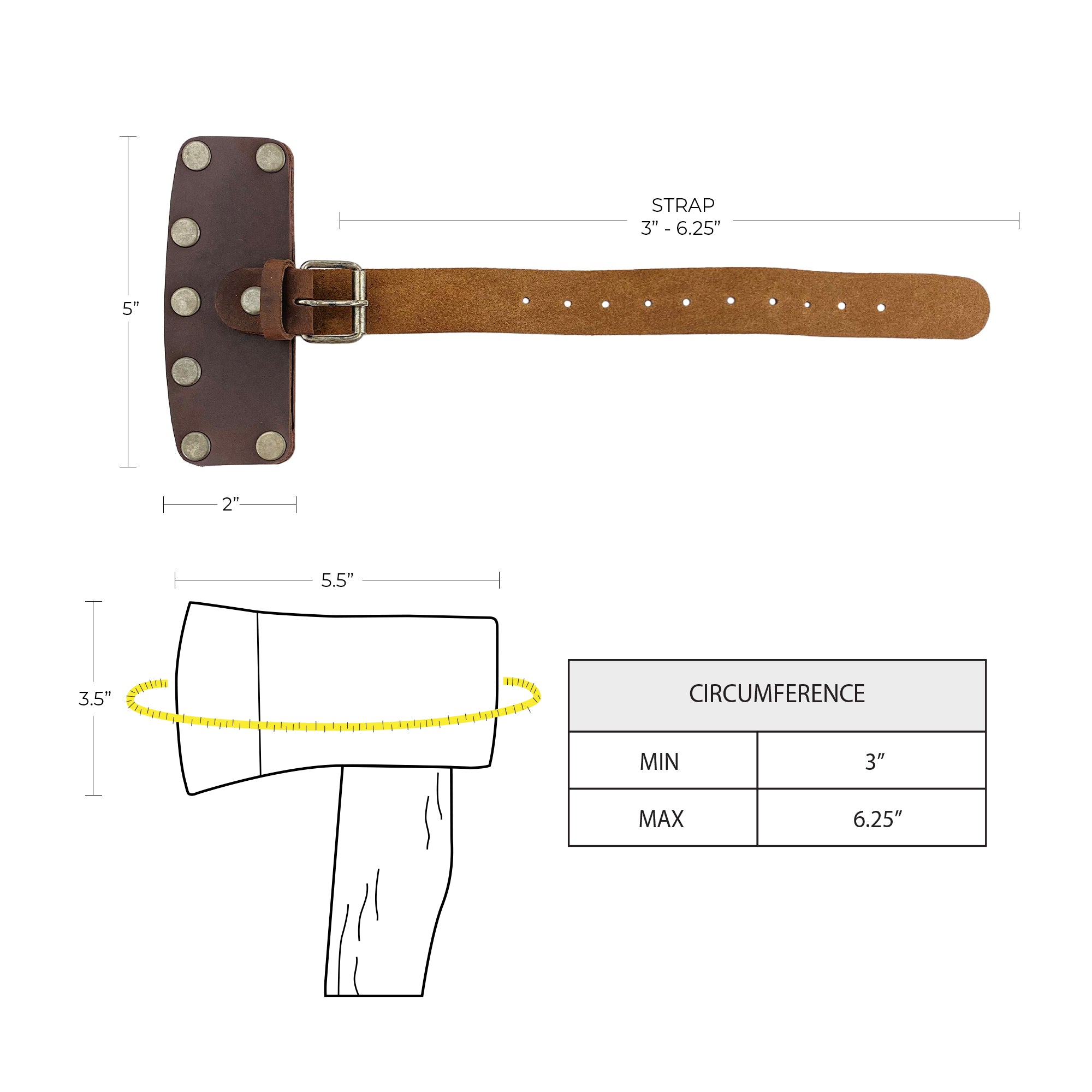 Close-up of the adjustable strap on the Hide & Drink Lumberjack Axe Sheath, made from premium full grain leather. This protector holster reflects the rustic charm of artisan craftsmanship, ideal for hatchets and emphasizing the concept of small batch production.