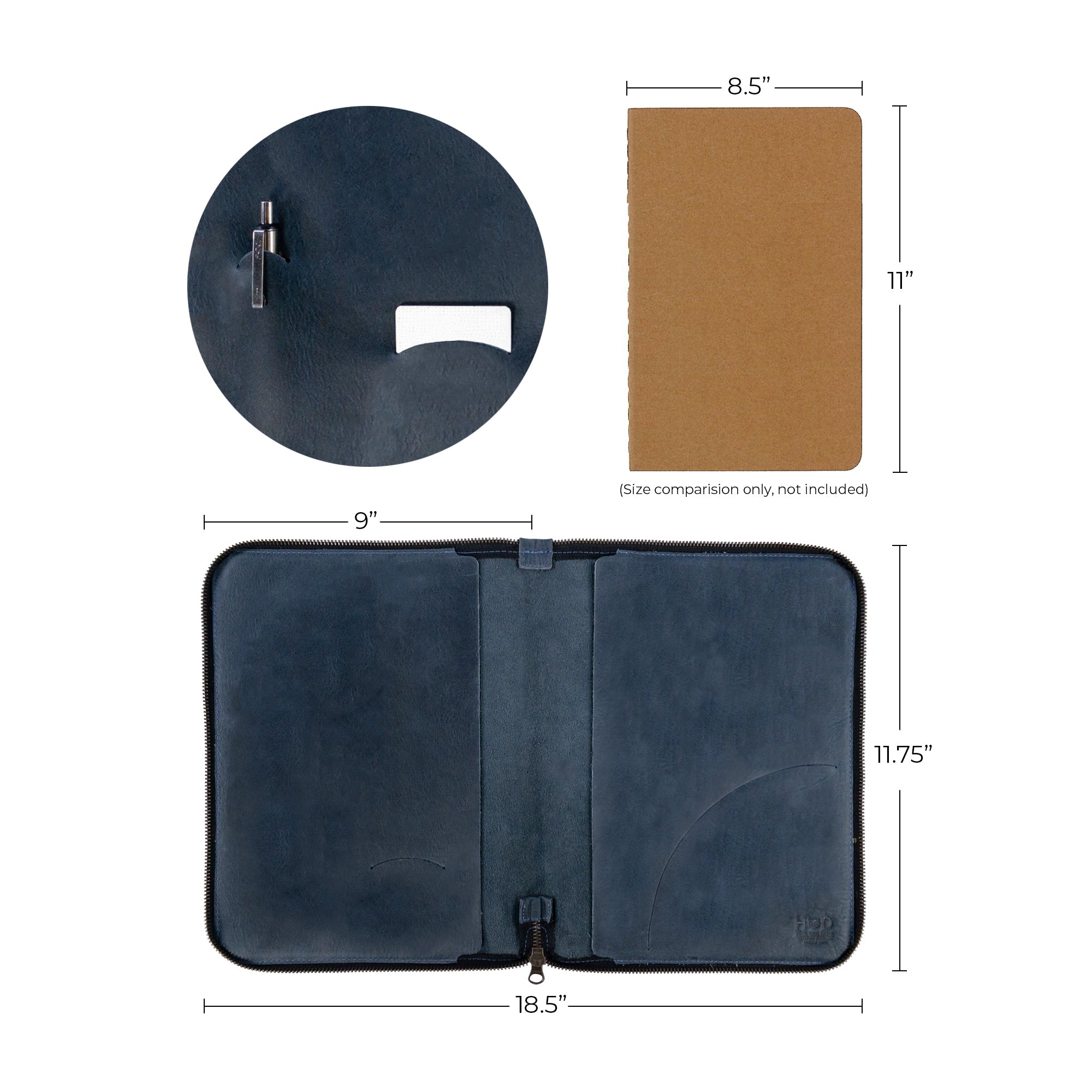 Artisan-crafted Hide & Drink Zippered Journal Cover for Moleskine (Notebook NOT Included) showcasing its premium leather and sleek design.