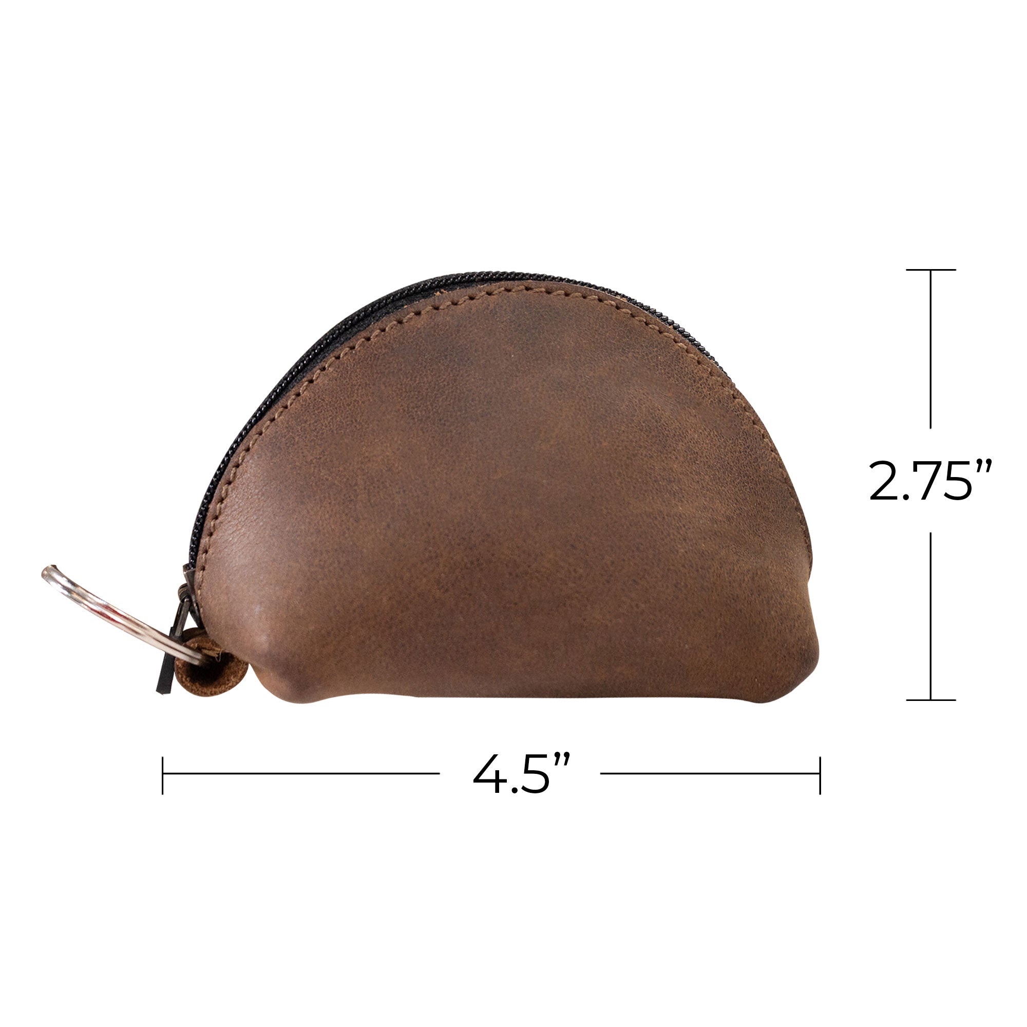 Hide & Drink’s Keychain Coin Pouch with dimensions displayed, a practical and stylish leather accessory. Coin Pouch, Keychain, Wallet, Purse, Holder, SD Card, USB, Cash, Case, crafted from Full Grain Leather, artisan-made in La Antigua Guatemala & Oaxaca Mexico.