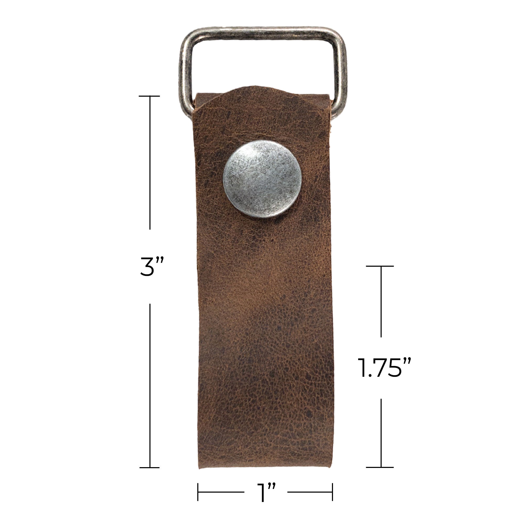 A size comparison of the Set of 2 Suspender Loop Attachments with Snap Closure by Hide & Groom against a measuring scale, emphasizing their compact and functional design. Set of 2 Suspender Loops Attachment for Men with Snap Closure, Heavy Duty, Wedding Accessories, Full Grain Leather, StockyardX, Small Batch Production, Hand Cut, Hand Sewn, Fire Branded, Artisan, Handmade in La Antigua Guatemala & Oaxaca Mexico.