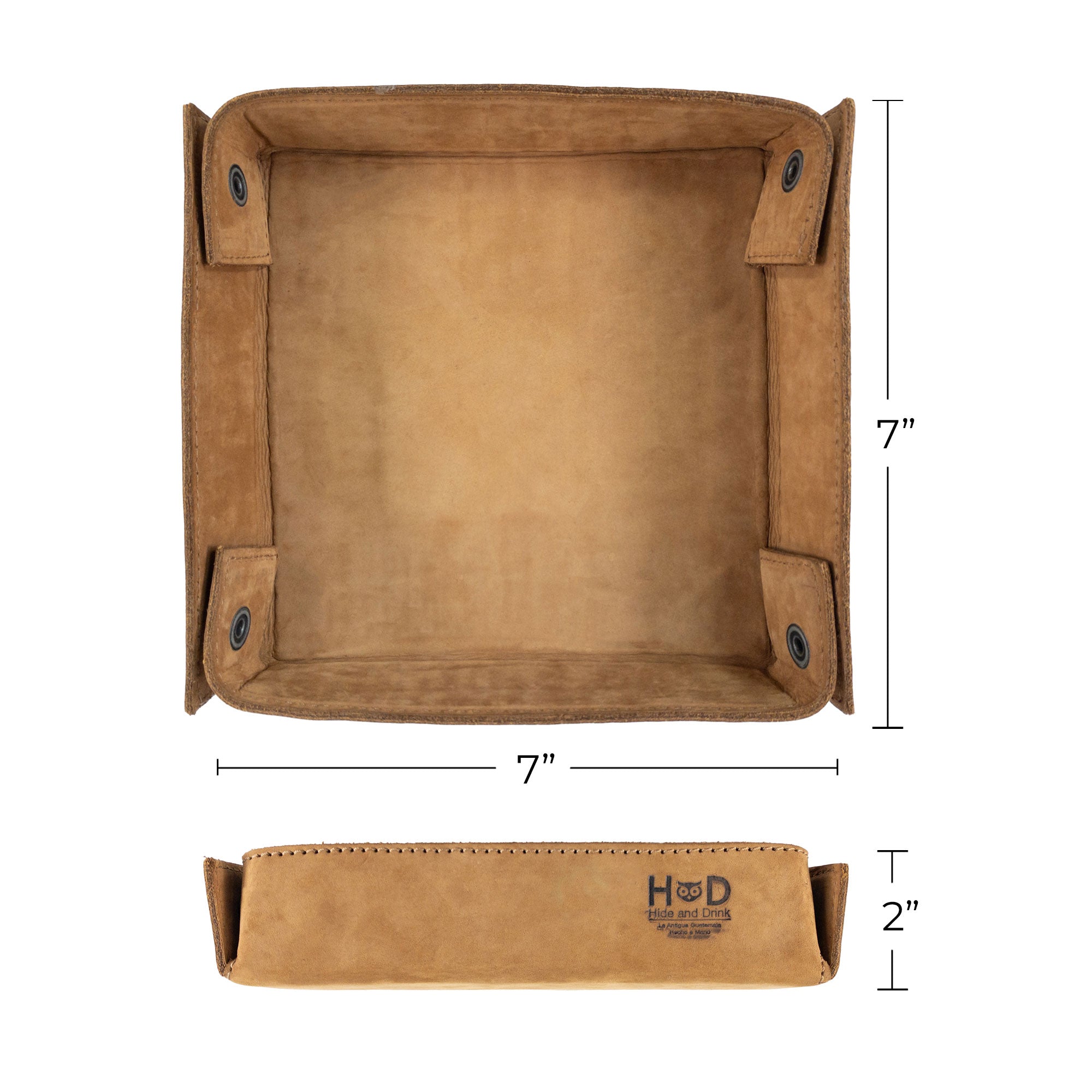 Hide & Drink Jumbo Tray, showcasing a rustic yet functional design crafted from durable full grain leather, ideal for organizing small items like change and watches. Handmade by artisans in La Antigua Guatemala.