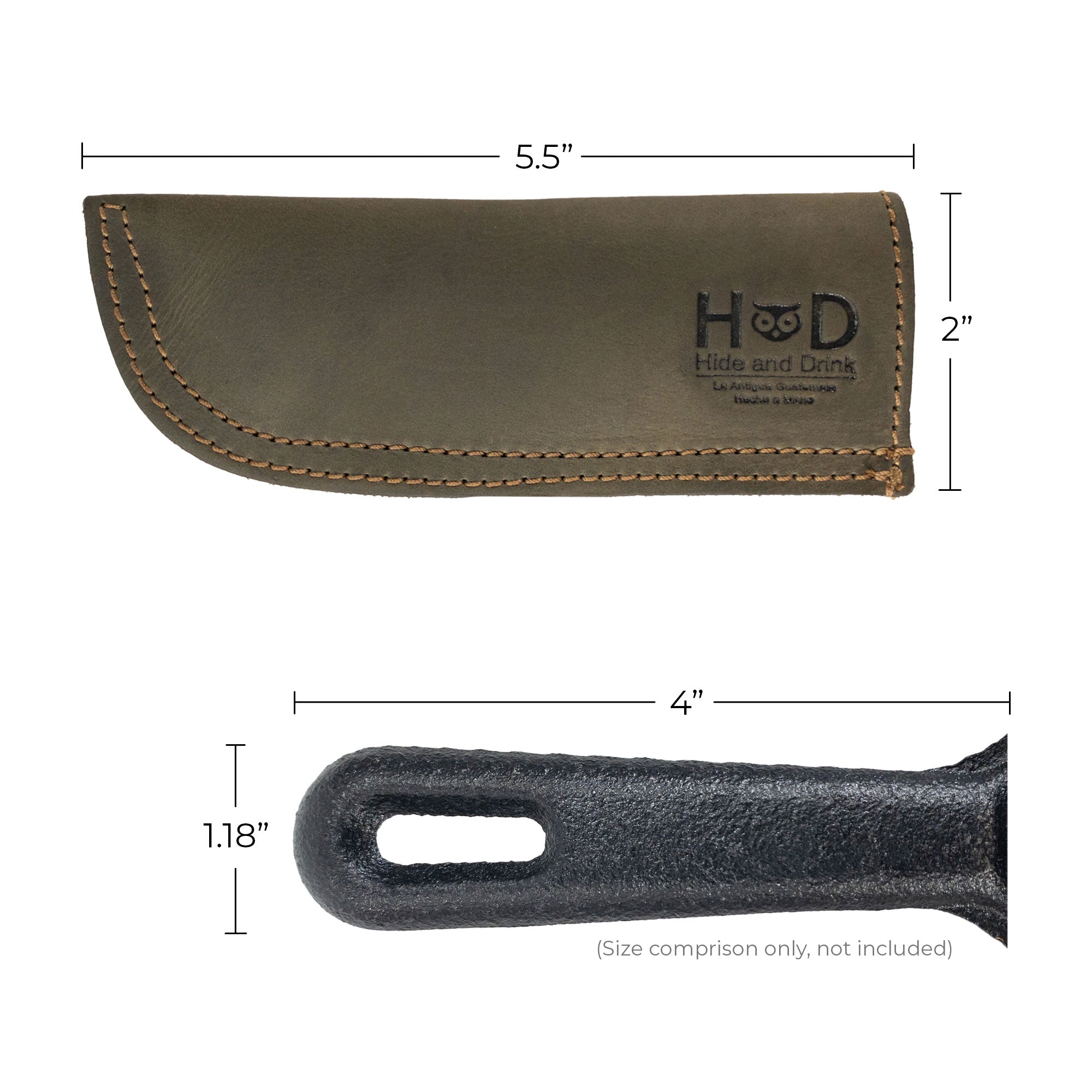Hot Pan Handle Cover by Hide & Drink, ideal for enhancing grip and heat protection in all frying pans, crafted with care in La Antigua Guatemala & Oaxaca Mexico.