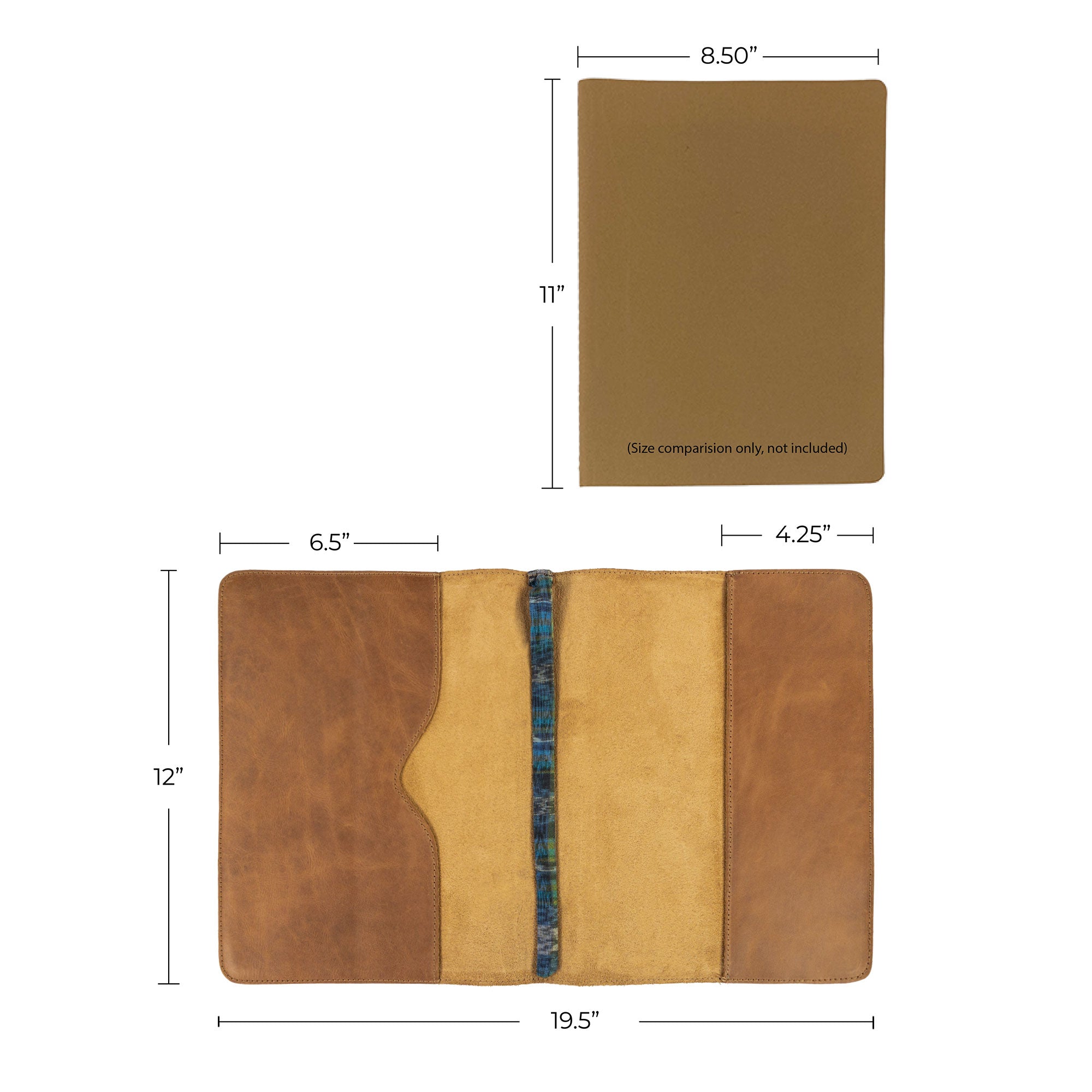 The Journal Cover for (8.5 x 11 in.) Moleskine Cahier XXL displayed by Hide & Drink, emphasizing its classic leather quality and skilled craftsmanship. Ideal for writers seeking an artisan-made journal cover, proudly created in La Antigua Guatemala & Oaxaca Mexico.