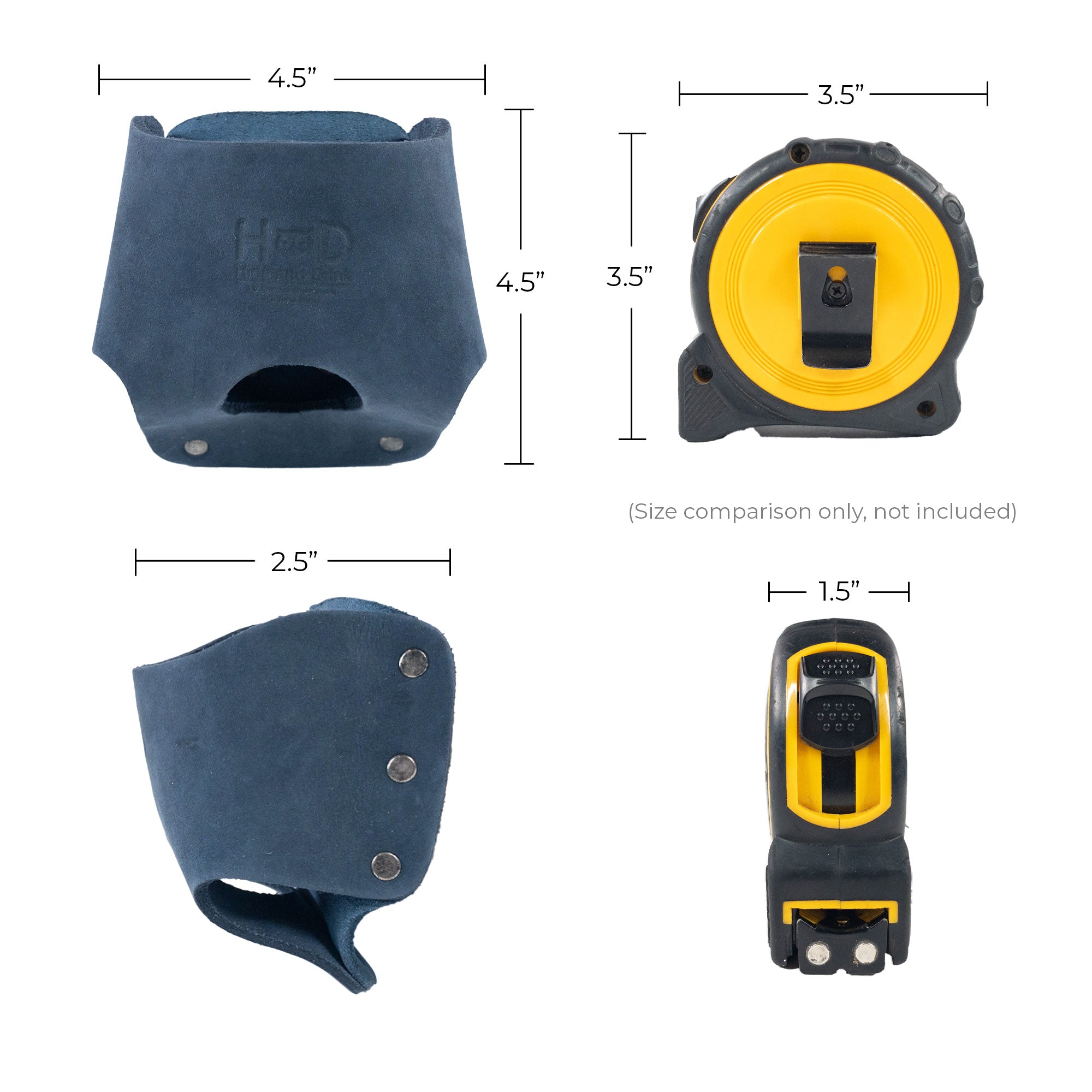 Hide & Drink's unique Large Tape Holster displayed in green, highlighting its craftsmanship and utility. Ideal for handymen and carpenters needing a dependable tool holster.