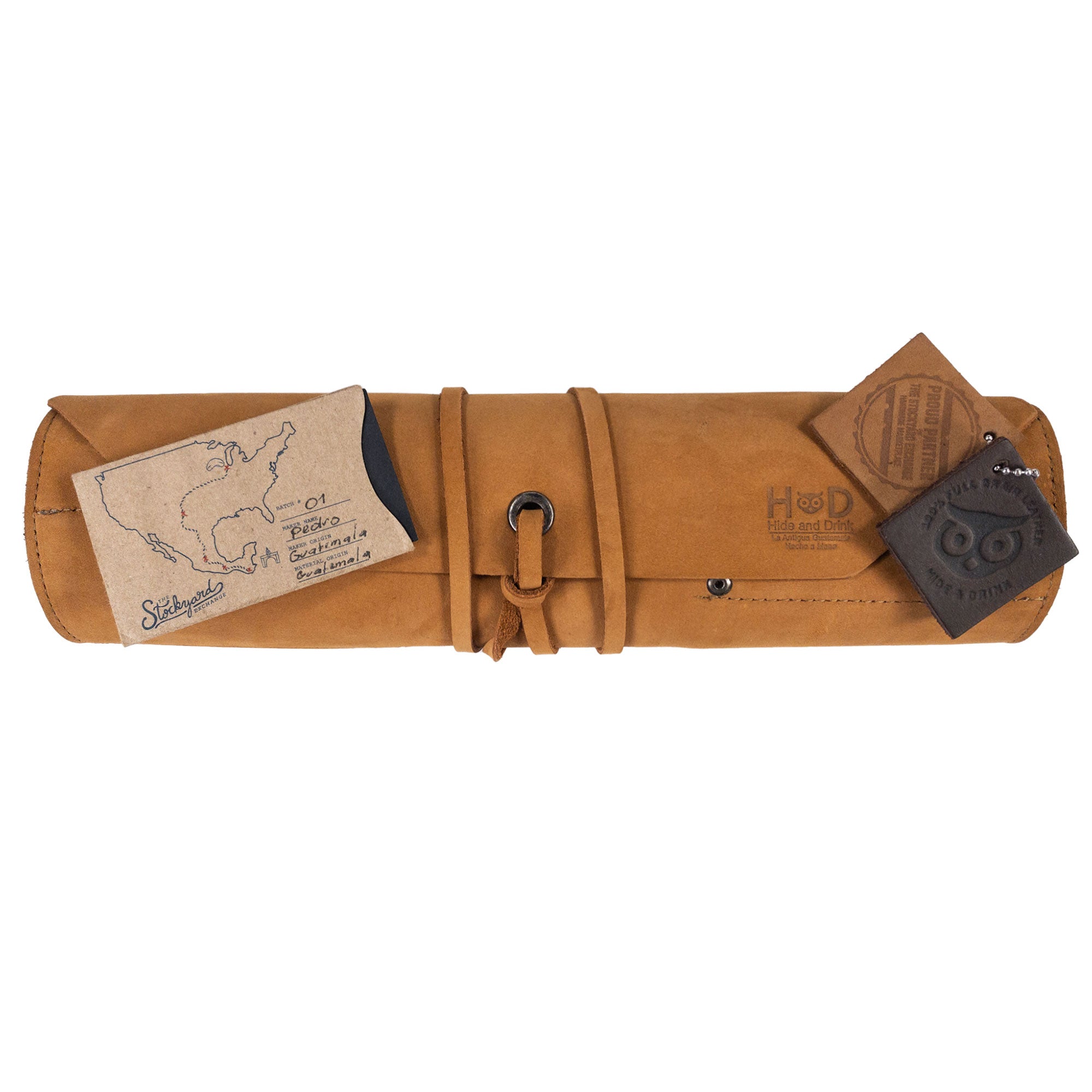 Hide & Drink Tool Roll (12 Pockets): Image showing the organized structure of the leather tool roll with tools secured in place for easy retrieval. Tool Bag Roll Up, 12 Slot Heavy Duty Tool Roll Bag Organizer, Tool Roll Up Bag, Portable Tool Wrap Roll Bags for Travel, Durable Tool Kit Folding Tool Pouch Roll Up Mechanic Gifts for Men, Full Grain Leather, StockyardX, Small Batch Production, Hand Cut, Hand Sewn, Fire Branded, Artisan, Handmade in La Antigua Guatemala & Oaxaca Mexico.