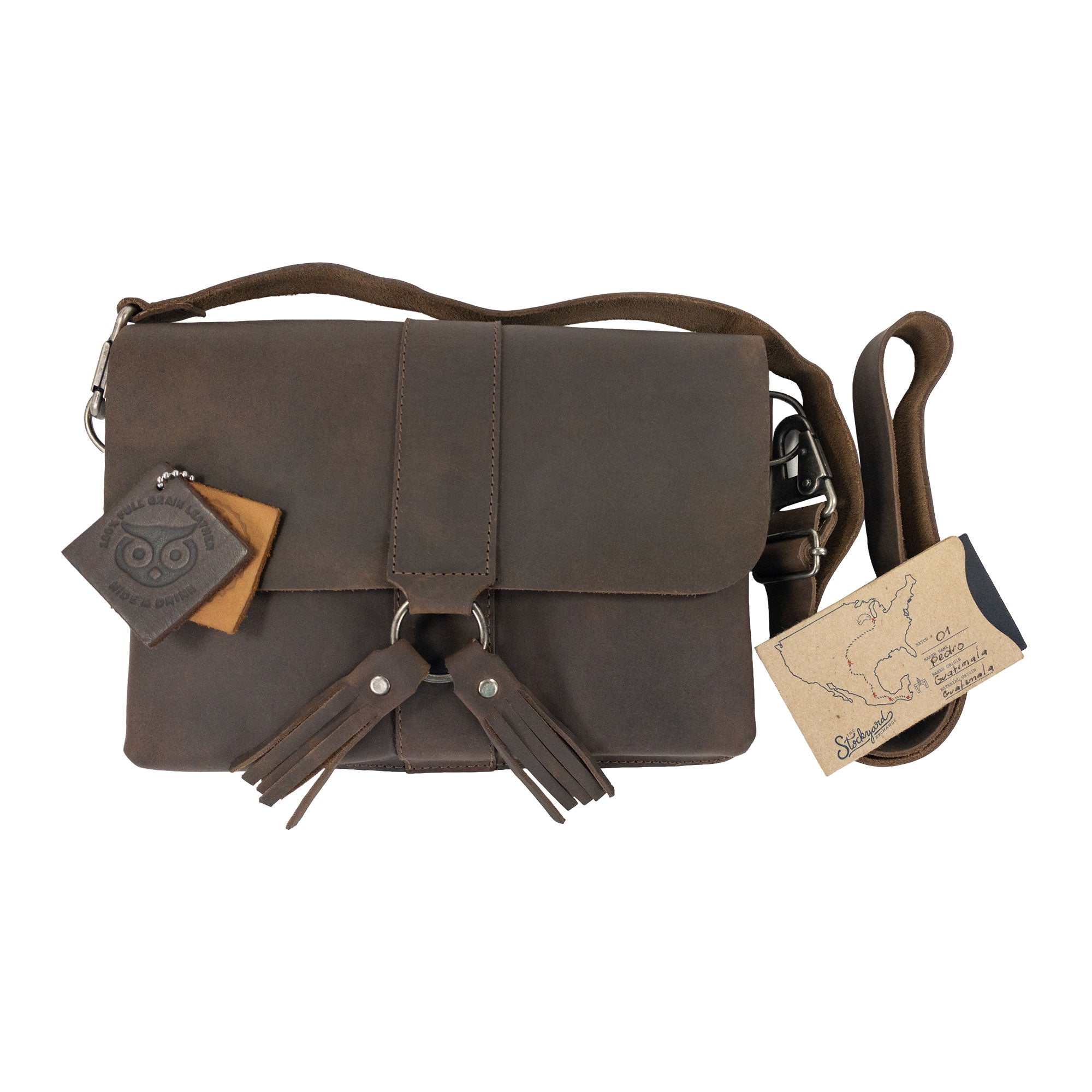 Rectangular Crossbody Bag with Tassels - Stockyard X 'The Leather Store'
