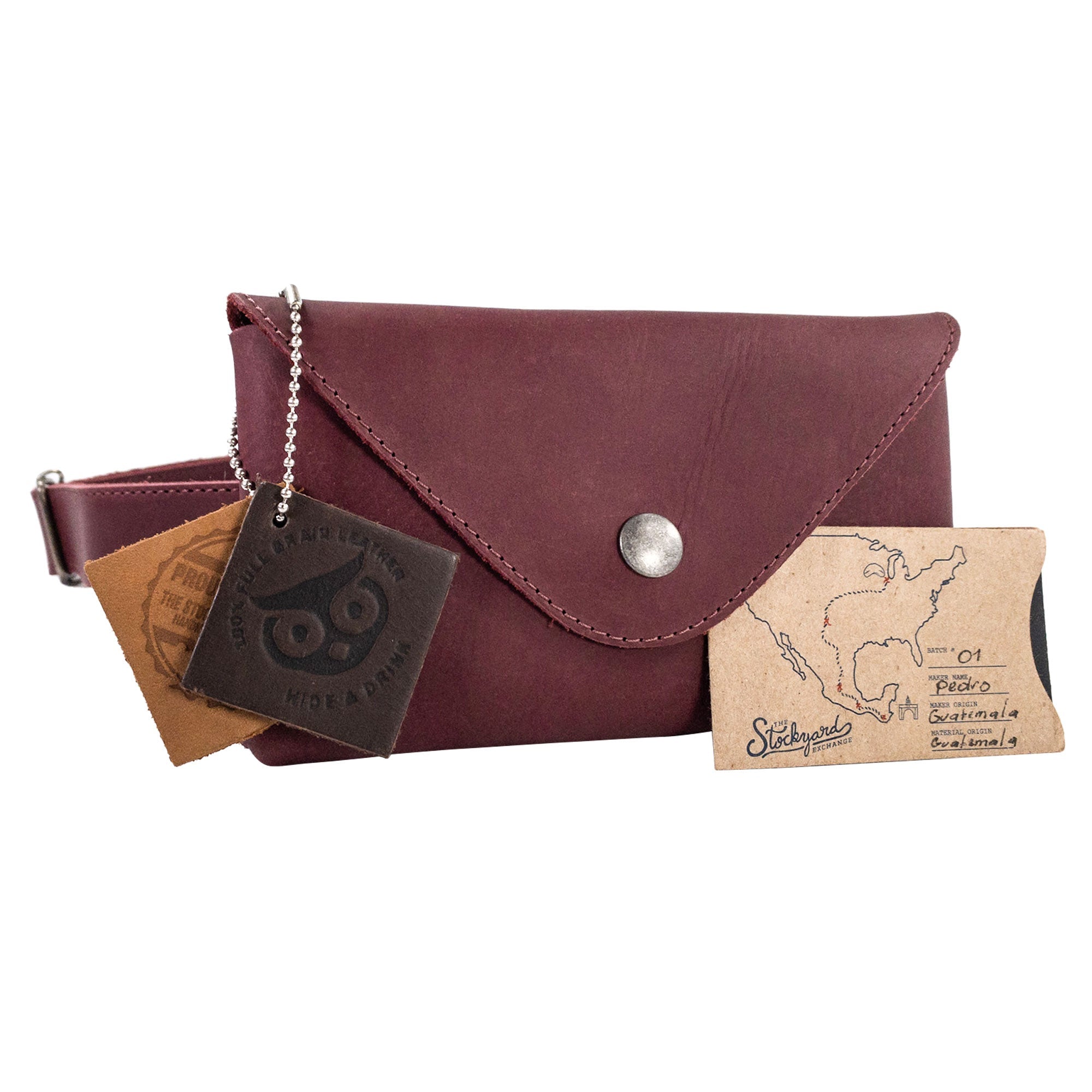 Close-up on the black Fancy Fanny Pack by Hide & Drink, showcasing its sleek design. This artisan-made waist pouch is perfect for digital nomads and functions as a stylish vintage purse.