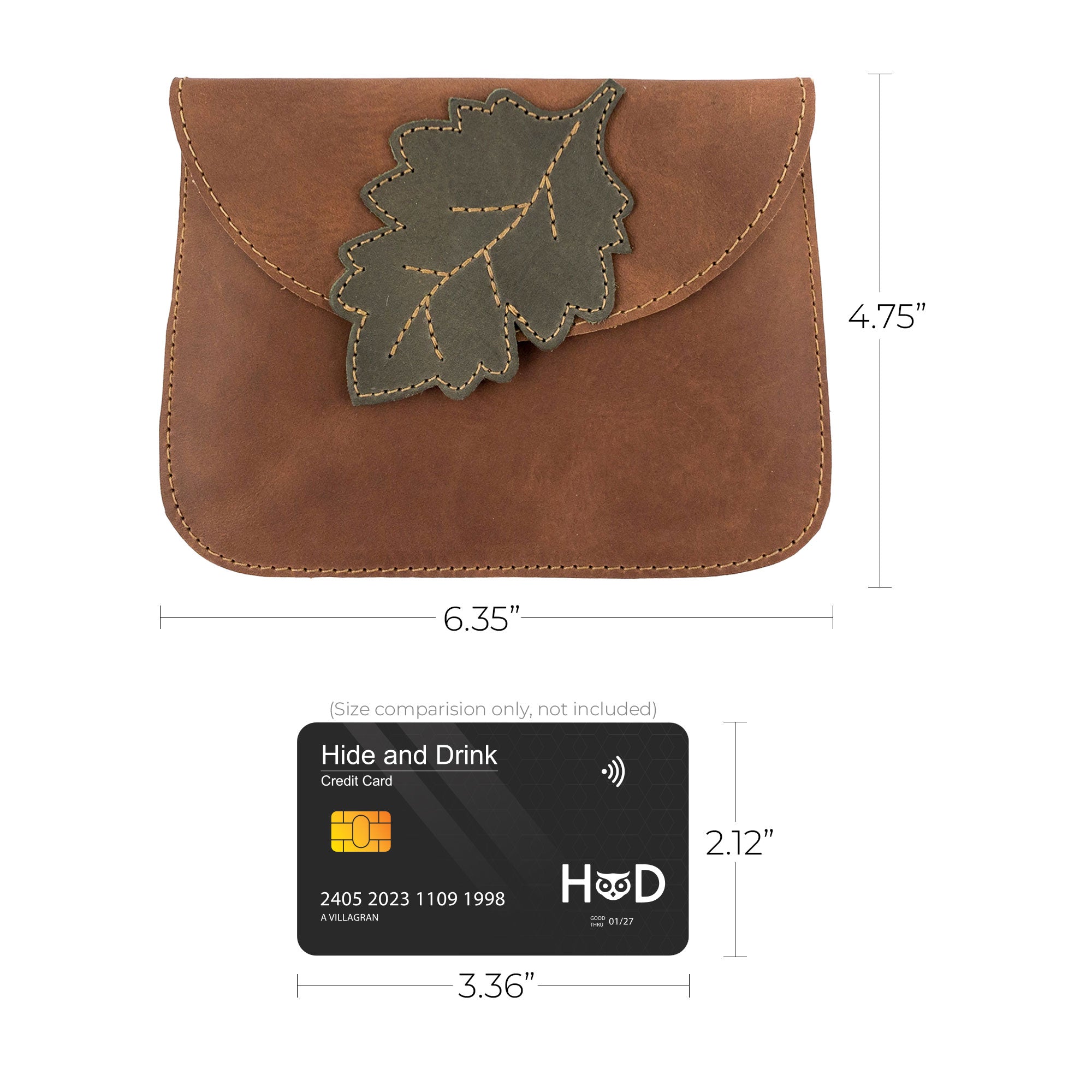 Card Wallet Leaves Design - Stockyard X 'The Leather Store'