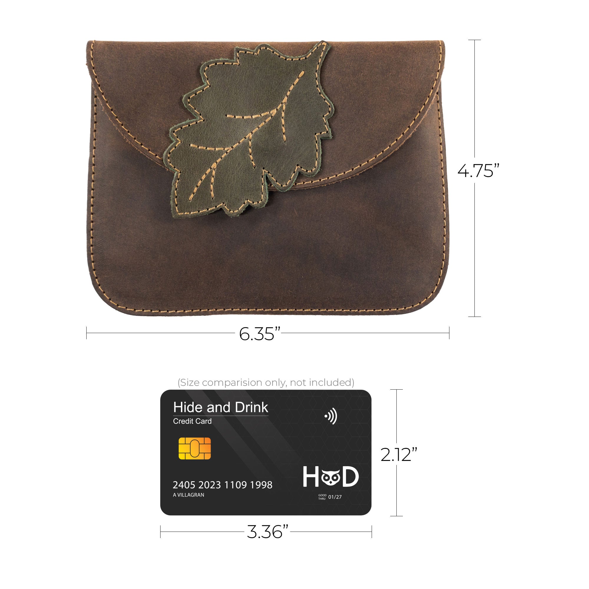 Card Wallet Leaves Design - Stockyard X 'The Leather Store'