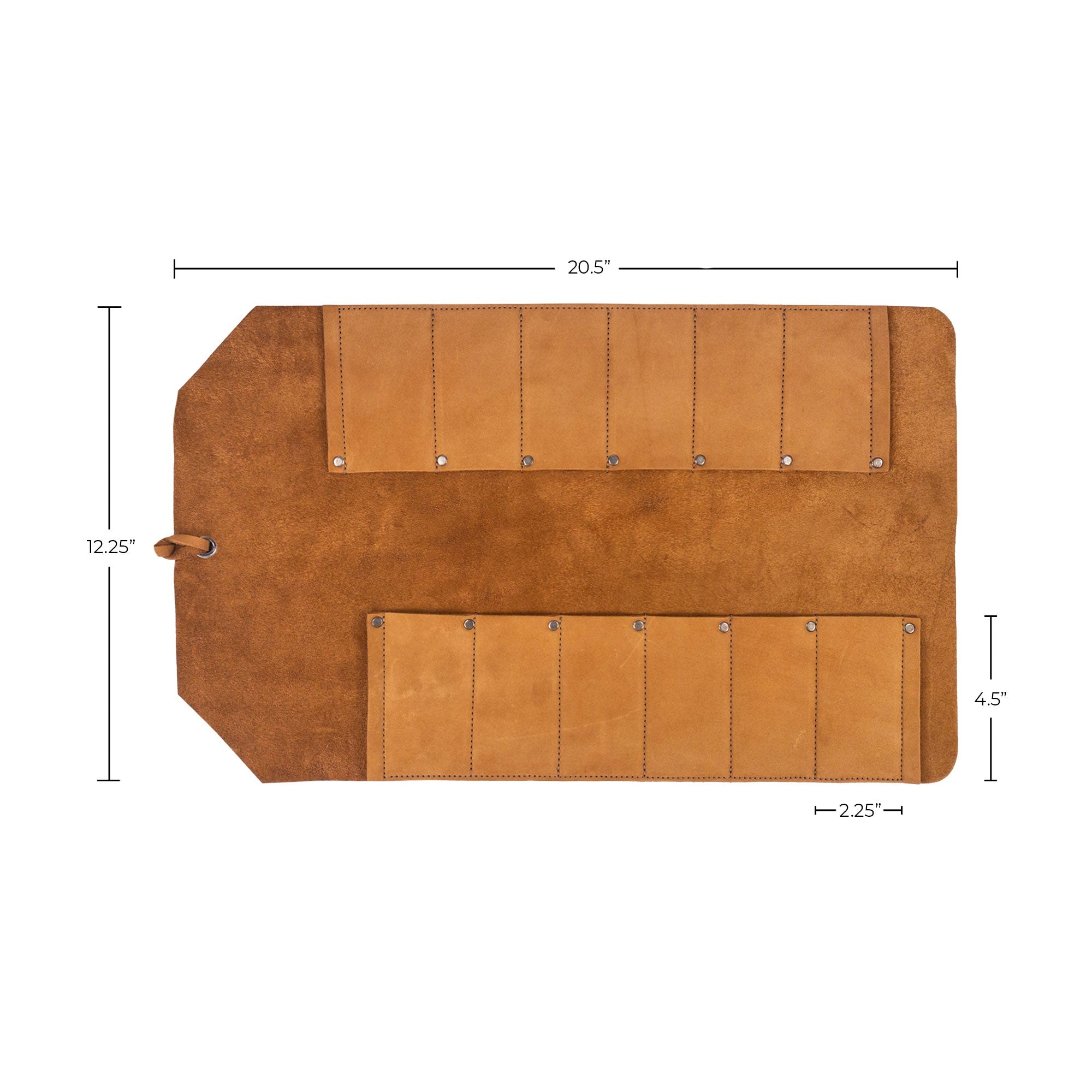 Hide & Drink Tool Roll (12 Pockets): Deep view showcasing the leather tool roll open, ready for easy access to all your tools with multiple pockets. Tool Bag Roll Up, 12 Slot Heavy Duty Tool Roll Bag Organizer, Tool Roll Up Bag, Portable Tool Wrap Roll Bags for Travel, Durable Tool Kit Folding Tool Pouch Roll Up Mechanic Gifts for Men, Full Grain Leather, StockyardX, Small Batch Production, Hand Cut, Hand Sewn, Fire Branded, Artisan, Handmade in La Antigua Guatemala & Oaxaca Mexico.