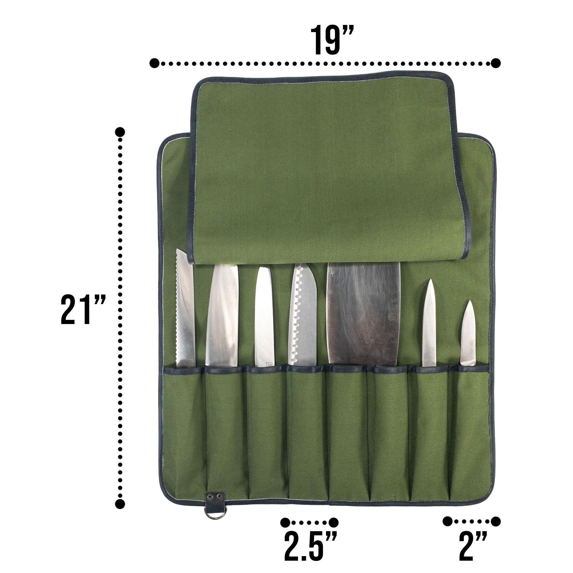 Hide & Drink Knife Roll With Water Resistant Lining (8 Pockets) in full grain leather. Ideal as a Chef's Knife Roll Bag (8 Pockets), offering excellent organization for your cooking accessories.