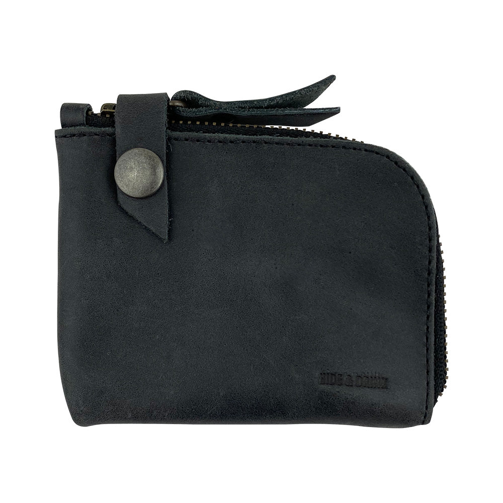 Black Lion's Mane Zippered Wallet by Hide & Drink, delivering stylish organization for cash and cards. An essential pouch organizer made from durable full grain leather.