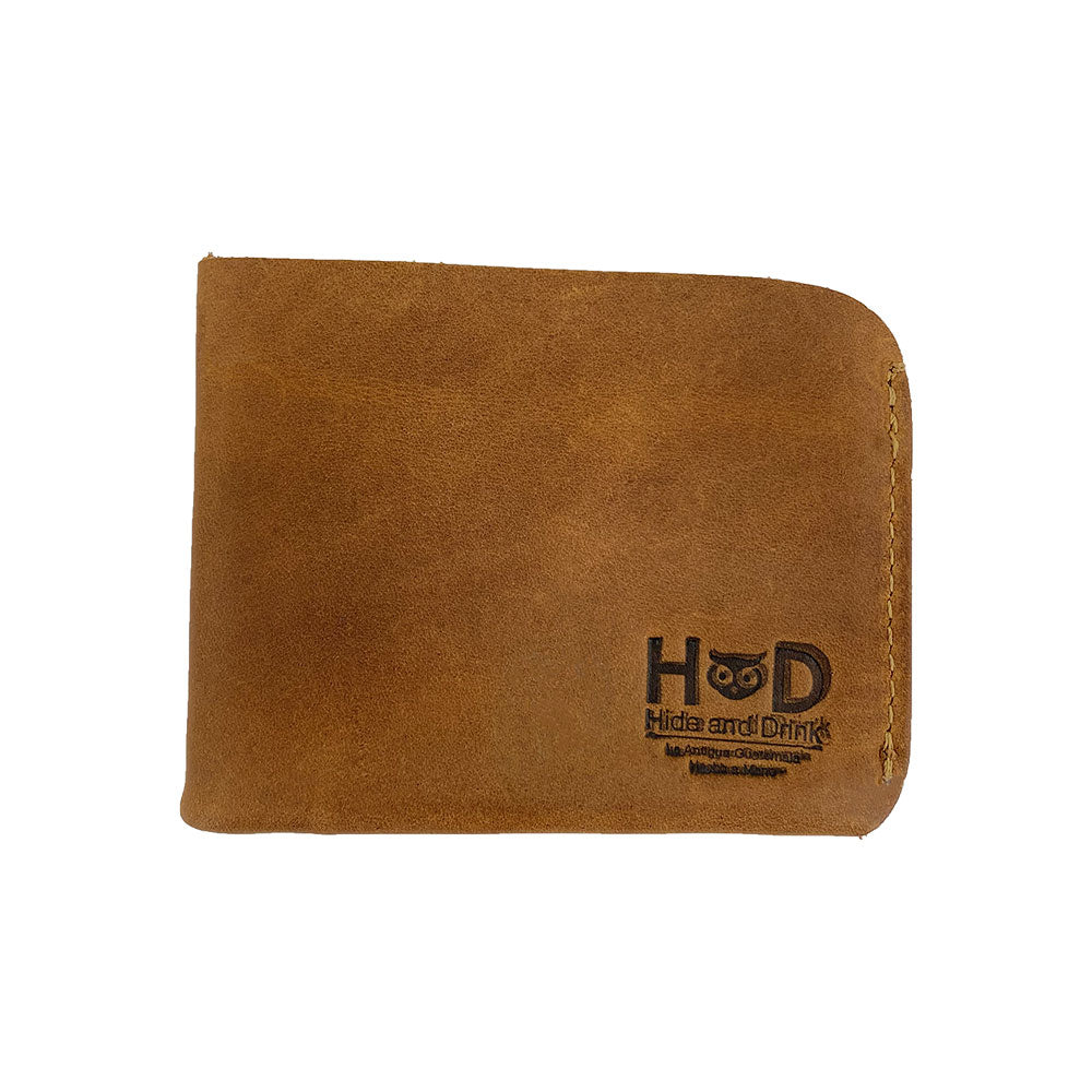 Open view of the Hide & Drink Minimal Wallet displaying its card pockets, emphasizing its handcrafted quality in Full Grain Leather. This Classic Slimfold Wallet performs wonderfully as a Card Organizer Holder and Travel Accessory, representing artisan Small Batch Production excellence from La Antigua Guatemala & Oaxaca Mexico.