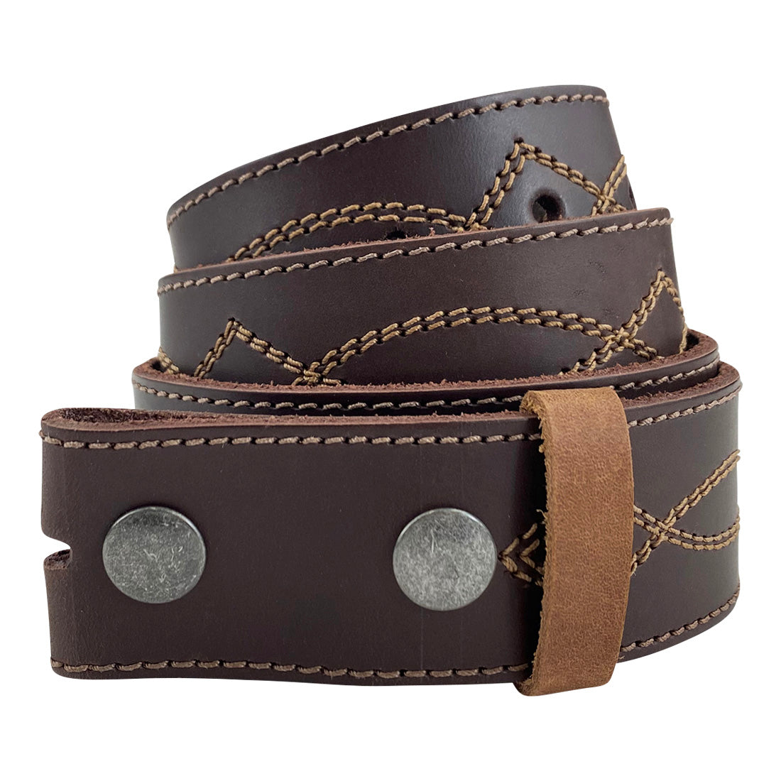 Cowboy Buckleless Belt with Stitching - Stockyard X 'The Leather Store'
