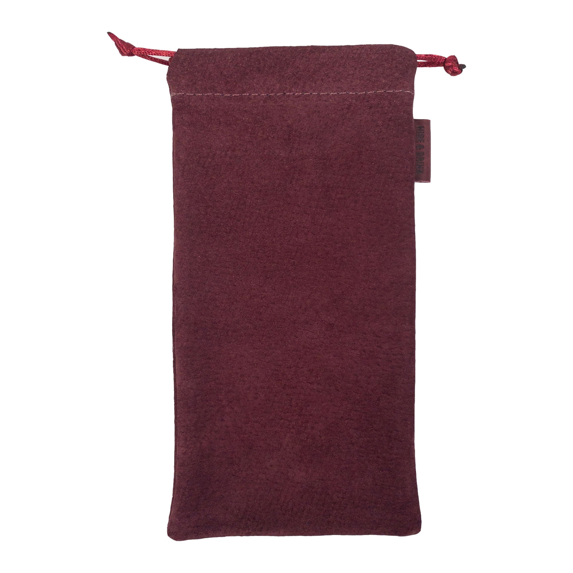 Hide & Drink Drawstring Bag for Pipe, made from soft, durable sheepskin leather. This artisan item offers a perfect storage option for your tobacco pipe, showcasing skills from small batch producers in Guatemala & Oaxaca.