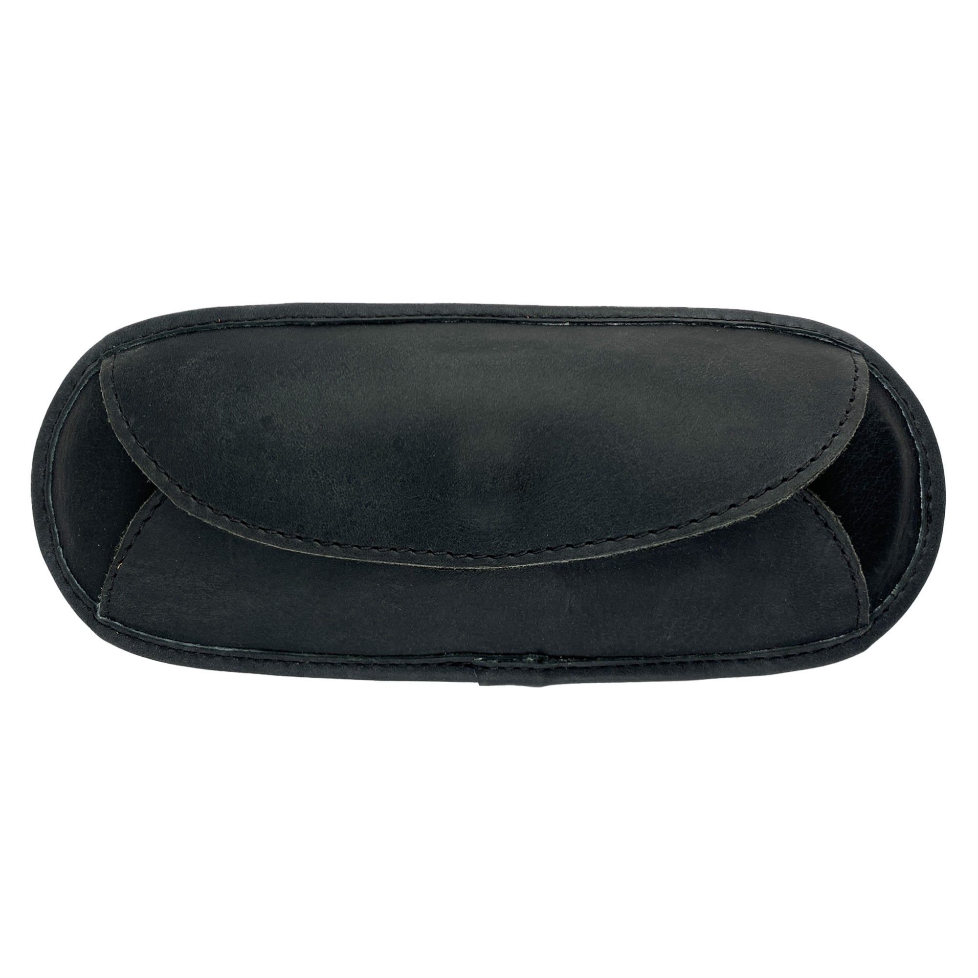 Profile of the Hide & Drink Shoulder Pad Replacement in black leather, great for Shoulder Pad Replacement for Briefcases & Messenger Bags, Laptop Cases, Satchels, reflecting the artisan craftsmanship of small batch production, hand cut and hand sewn in La Antigua Guatemala & Oaxaca Mexico.