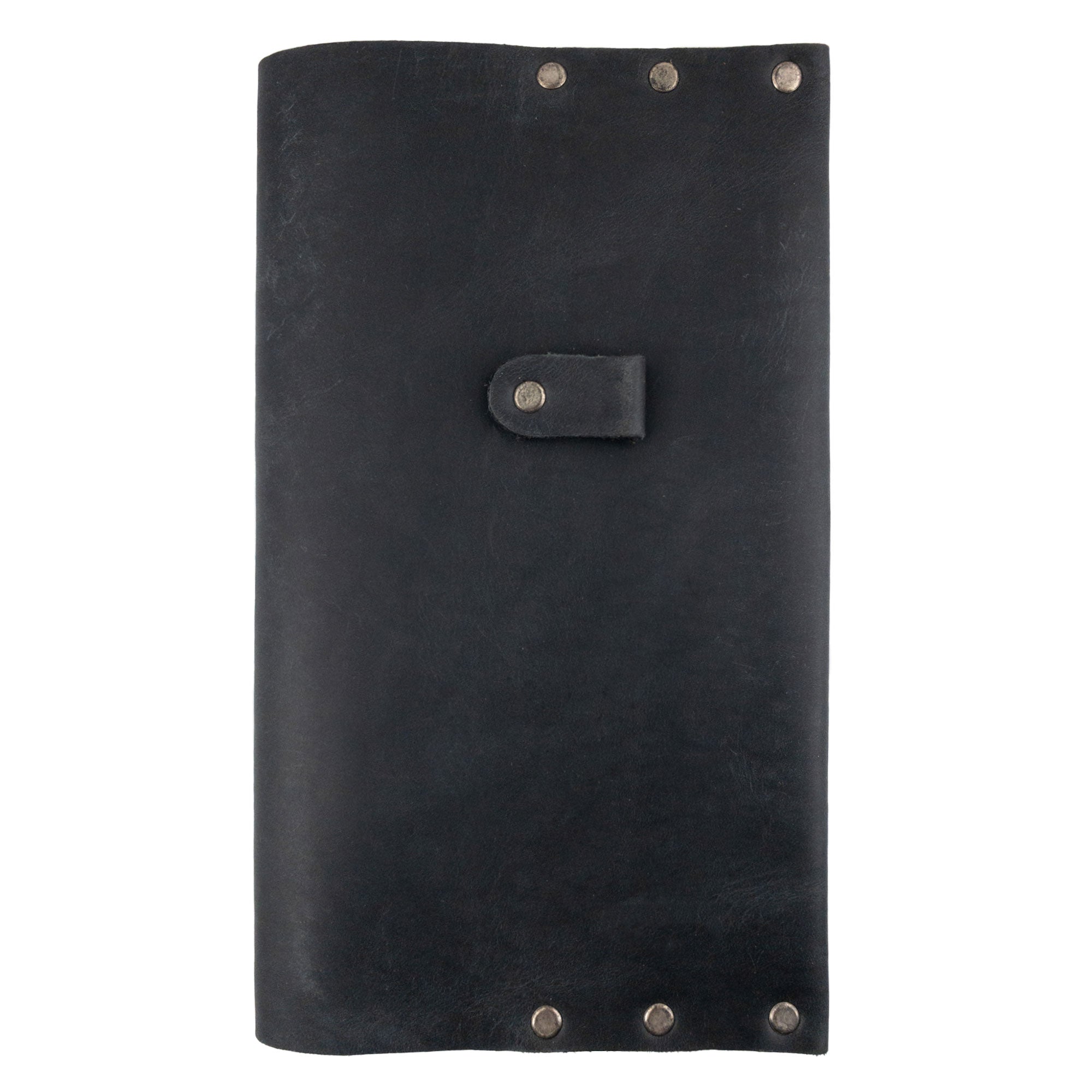 Hide & Drink presents the Riveted Journal Cover (5 x 8.50 in.), featuring a sleek design made from full grain leather. This cover not only protects your notebook but also embodies a vintage aesthetic with its hand crafted details. The Riveted Journal Cover for Notebook (5 x 8.50 in.) (Notebook Not Included) is a testament to small batch production and artisan skills, made with care in La Antigua Guatemala.