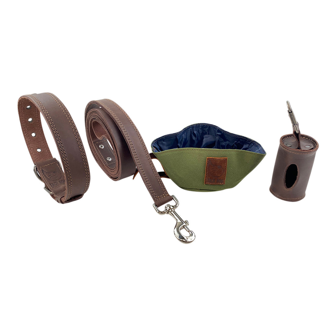 Collar, Leash, Bowl and Poop Bag Carrier - Stockyard X 'The Leather Store'