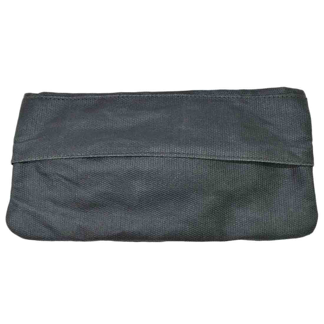 Flat view of the black Hide & Drink Vape Pen Case (Accessories not included) demonstrating its organized structure. This Pen Accessories Kit Pouch Holder is designed for a secure fit and style. G Pen Soft Travel Bag Handmade from Waxed Canvas, Full Grain Leather, StockyardX, Small Batch Production, Hand Cut, Hand Sewn, Fire Branded, Artisan, Handmade in La Antigua Guatemala & Oaxaca Mexico.