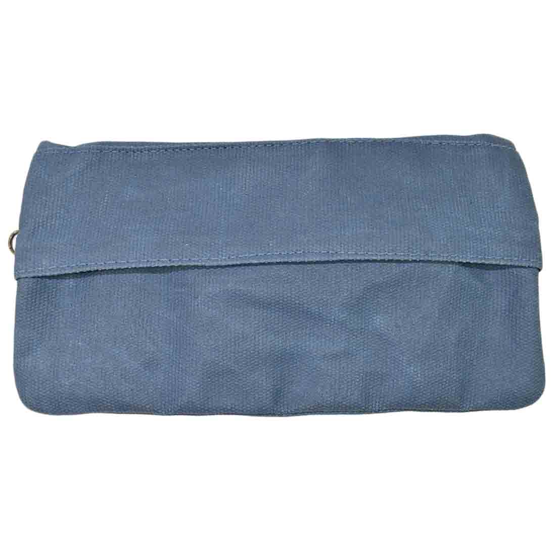 Showcasing a flat view of the blue Hide & Drink Vape Pen Case (Accessories not included), perfect for easy organization. This Pen Accessories Kit Pouch Holder is ideal for a secure fit. G Pen Soft Travel Bag Handmade from Waxed Canvas, Full Grain Leather, StockyardX, Small Batch Production, Hand Cut, Hand Sewn, Fire Branded, Artisan, Handmade in La Antigua Guatemala & Oaxaca Mexico.