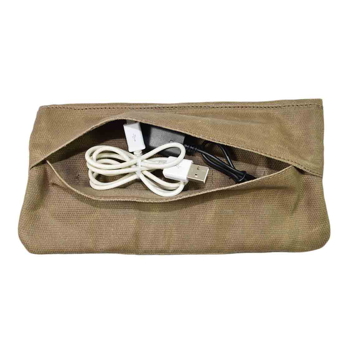 Easily store your charging cables in the Hide & Drink Vape Pen Case (Accessories not included), which features a hidden rear pocket for convenience. This Pen Accessories Kit Pouch Holder is a stylish companion for vape lovers, designed for secure fit and handmade quality. G Pen Soft Travel Bag Handmade from Waxed Canvas, Full Grain Leather, StockyardX, Small Batch Production, Hand Cut, Hand Sewn, Fire Branded, Artisan, Handmade in La Antigua Guatemala & Oaxaca Mexico.