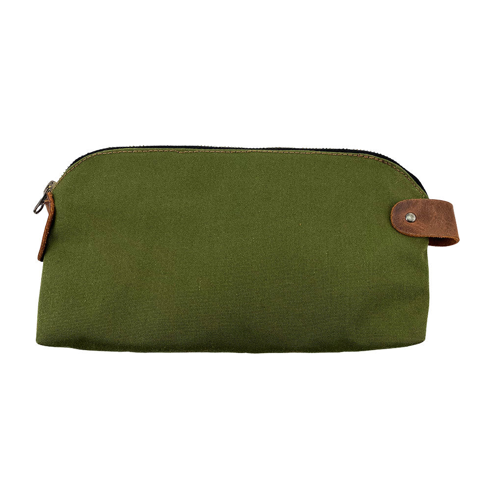Dopp Kit Utility Bag by Hide & Drink highlighting its elegant practicality for everyday essentials. This large rustic all-purpose Dopp Kit Utility Bag made from full grain leather showcases artisan craftsmanship, emphasizing hand cut and hand sewn techniques, handmade in La Antigua Guatemala & Oaxaca Mexico.