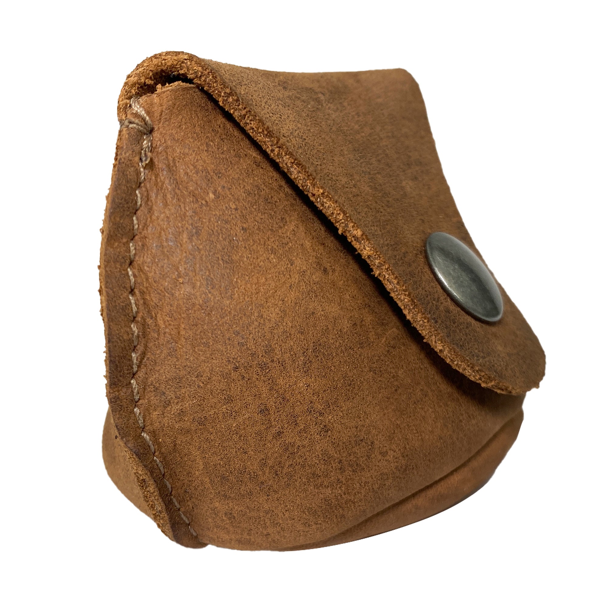 Side view of the Simple Coin Pouch by Hide & Drink, demonstrating its durable and stylish Full Grain Leather construction. Ideal for use as an EarPods Case, SD Card Holder, or Cash Organizer. This product highlights StockyardX’s small-batch production methods and artisan craftsmanship, being handmade in La Antigua Guatemala & Oaxaca Mexico.