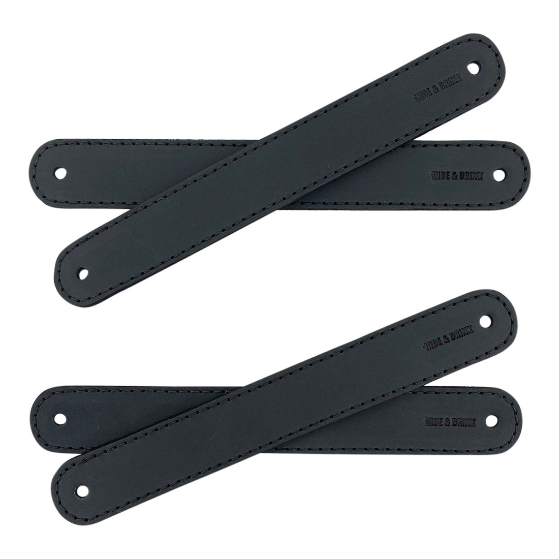 Hide & Drink Drawer Handles (4pk) revealing a collection of leather handles with varying textures, each easy to install with pre-made holes. Durable and stylish for any home.