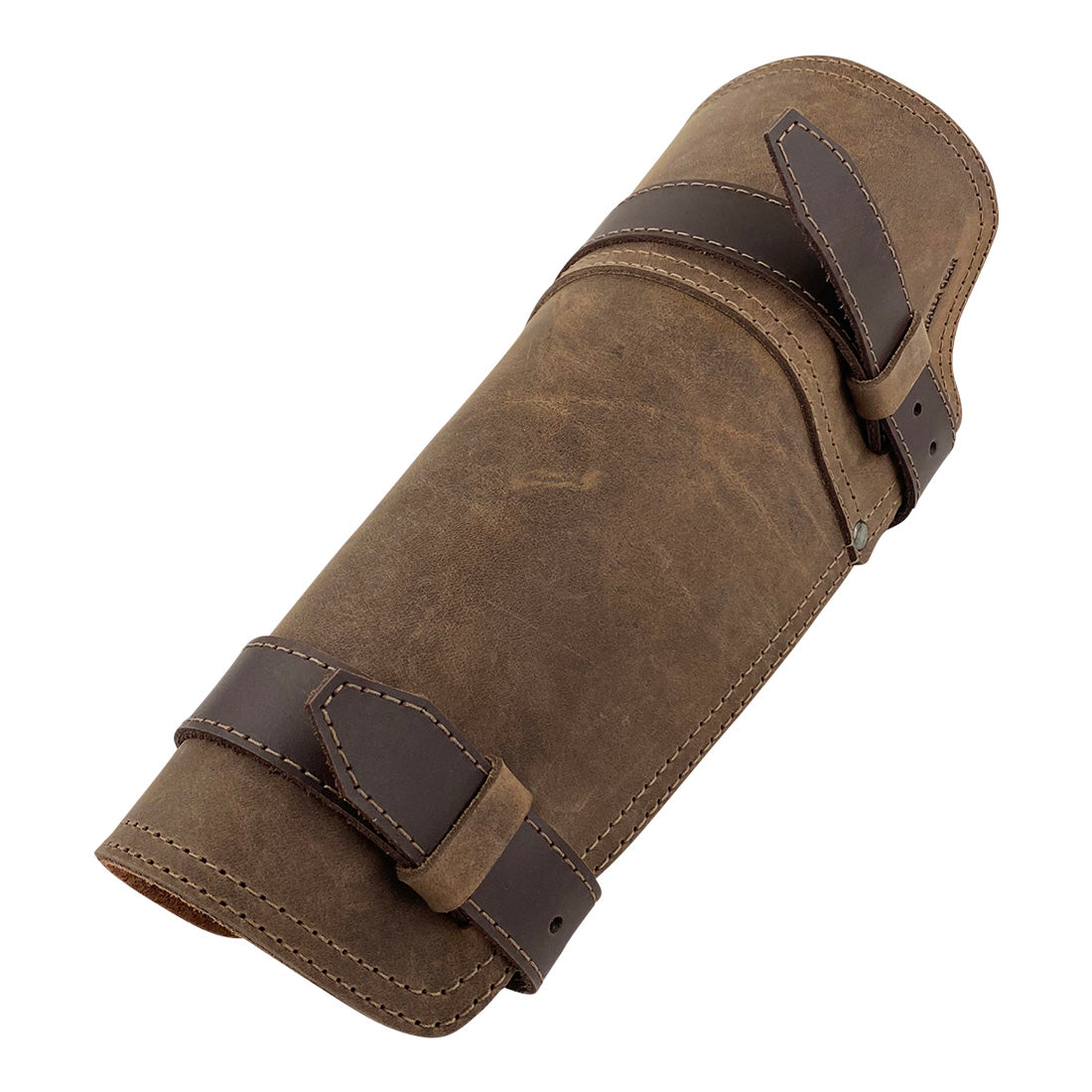 Close-up view of the Valhalla Gear Vambrace Bracer - 2 pack, featuring one of the Viking style hand protectors with a strong leather design and adjustable buckles. This artisan-made medieval wrist guard highlights superior craftsmanship from La Antigua Guatemala & Oaxaca Mexico.