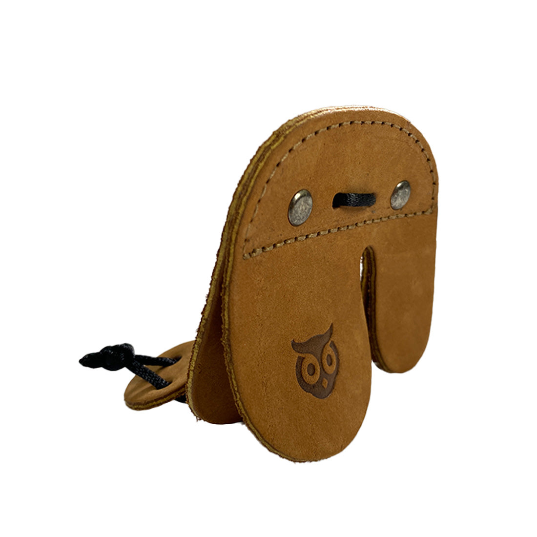 The Hide & Drink Left Handed Archery Finger Protector in highlighted view, drawing attention to its artisan quality. This Archery Finger Tab functions as a Protect Guard for Recurve Bows, ensuring effective use for shooting practice gear while showcasing StockyardX's dedication to craftsmanship.