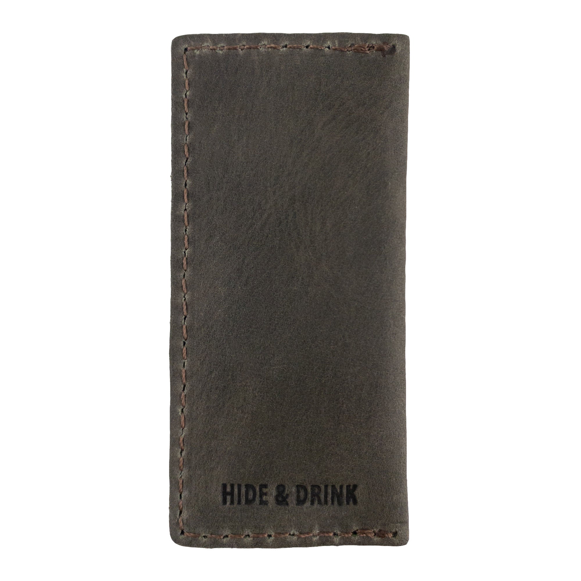 Hide & Drink Tooth Pick Case (4 Pack) displaying a detailed view of a leather case designed for toothpicks. Set of 4 Tooth Pick Cases, Cooking Accessories, Full Grain Leather, StockyardX, Small Batch Production, Hand Cut, Hand Sewn, Fire Branded, Artisan, Handmade in La Antigua Guatemala & Oaxaca Mexico.