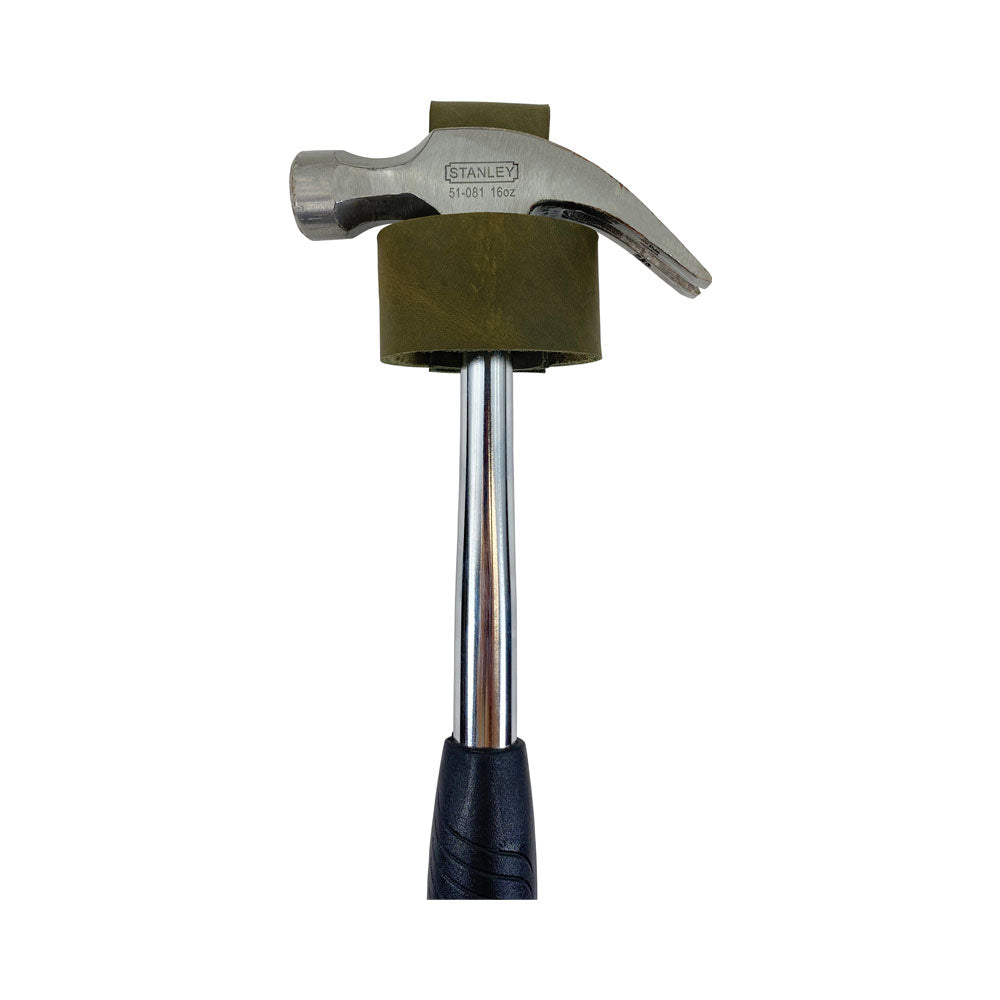 Large Hammer Holster by Hide & Drink, emphasizing its practical design for tradespeople. A durable hammer holder with belt loop, perfect for keeping tools handy during projects. Handmade in La Antigua Guatemala ensuring artisan quality.