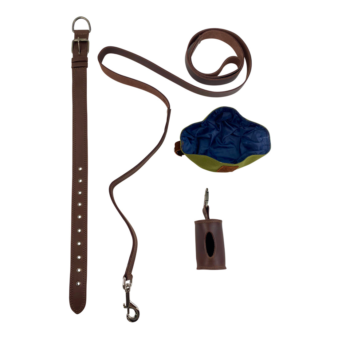 Collar, Leash, Bowl and Poop Bag Carrier - Stockyard X 'The Leather Store'